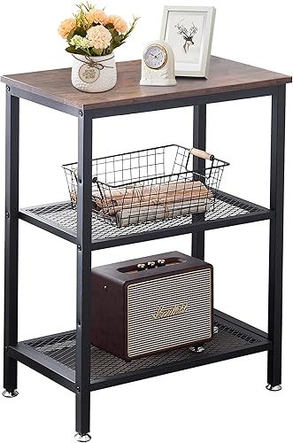 Miniatura 11 de VECELO Mesas laterales de extremo alto, mesita de noche de 30 pulgadas de altura con estante de almacenamiento de 3 niveles para dormitorio, sala de