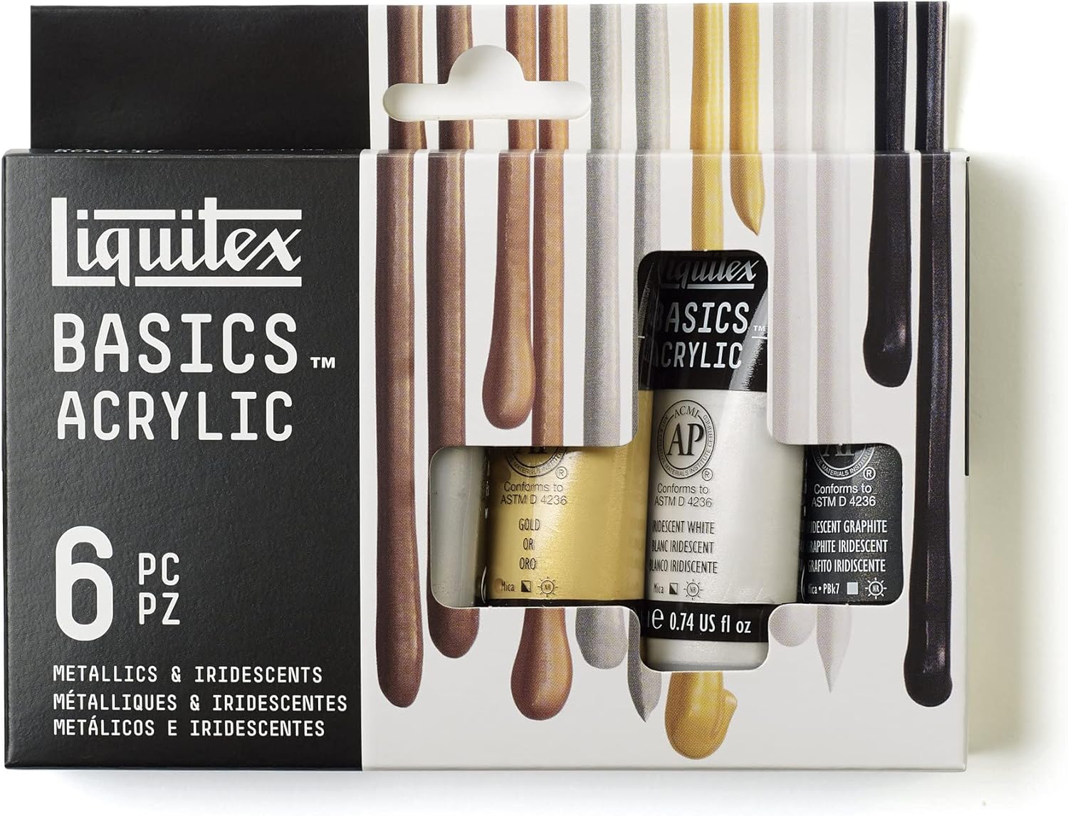 Liquitex Basics Acrylic Paint, Set of 6 Colours, Metallics