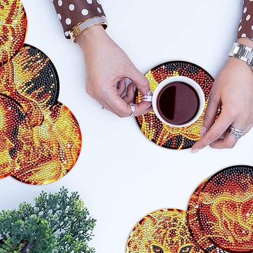 Miniatura 9 de Cskunxia Juego de 8 posavasos con pintura de diamante, posavasos redondos para manualidades, para tazas, jarrones, 3.9 in3.9 pulgadas