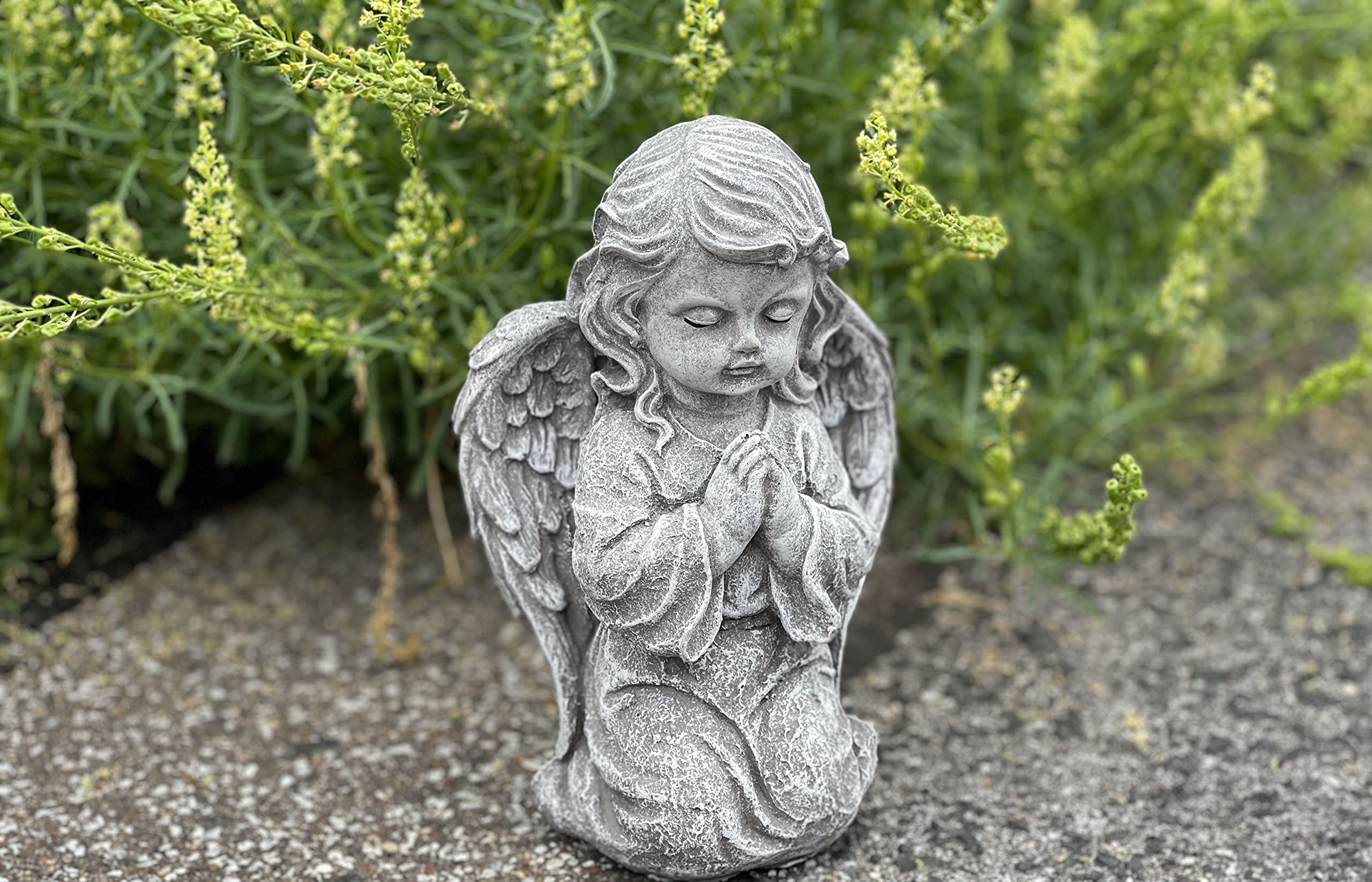 stoneandstyle Steinfigur betender Engel kniend Steinguss frostfest wetterfest