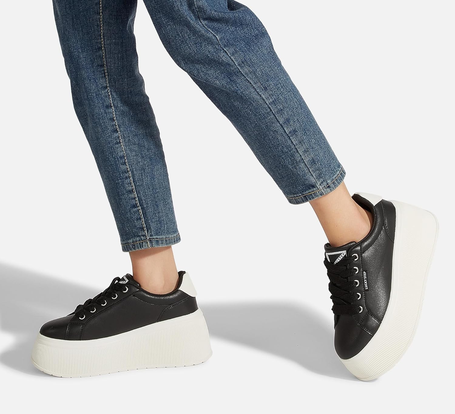 LUCKY STEP Women's Platform Fashion Sneakers Classic Wedge Canvas Casual Low Top Retro Walking Shoes - Image 8
