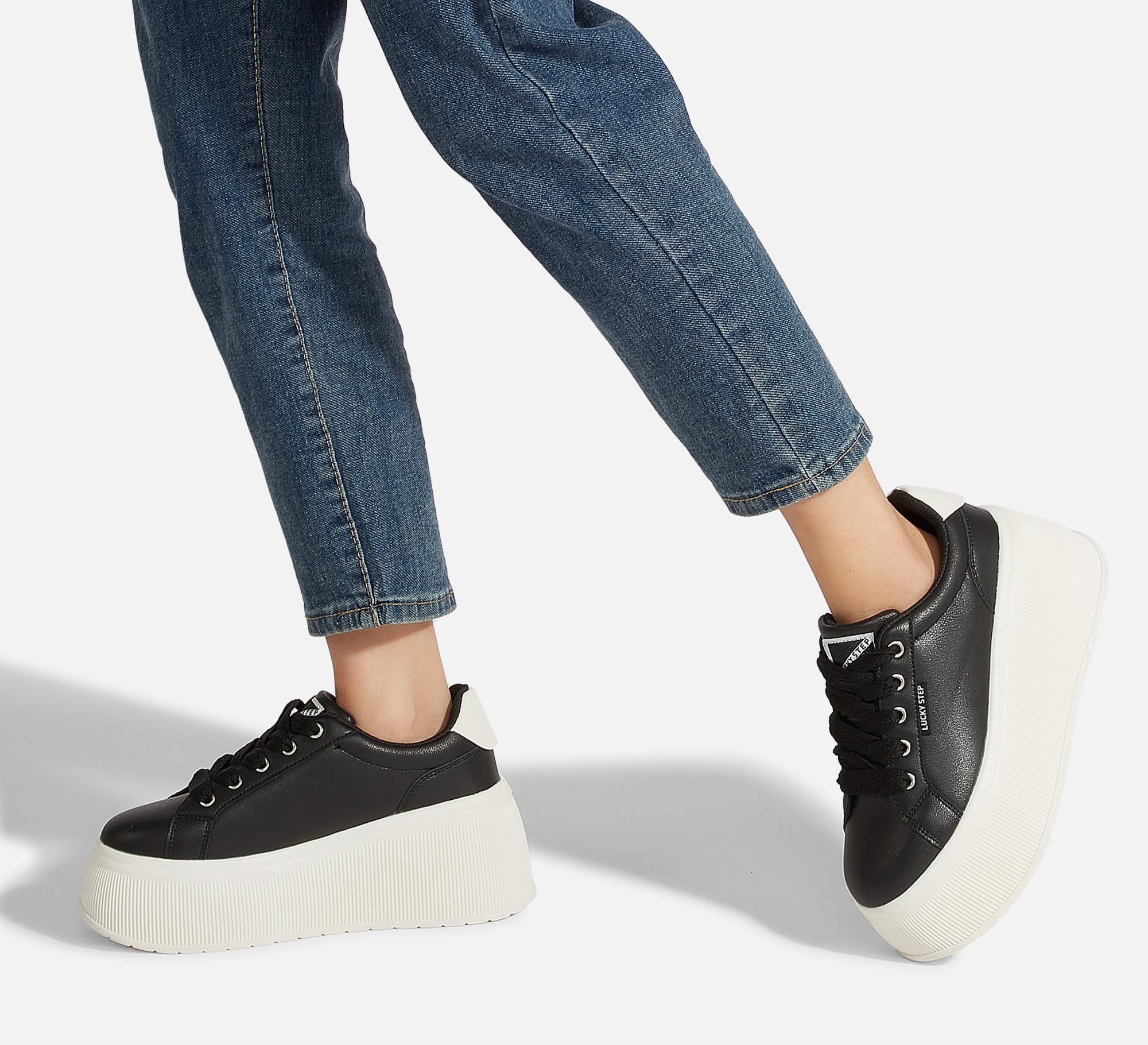 LUCKY STEP Scarpe da Donna con Piattaforma | Sneaker Classiche con Zeppa in Tela Casual Basse retrò