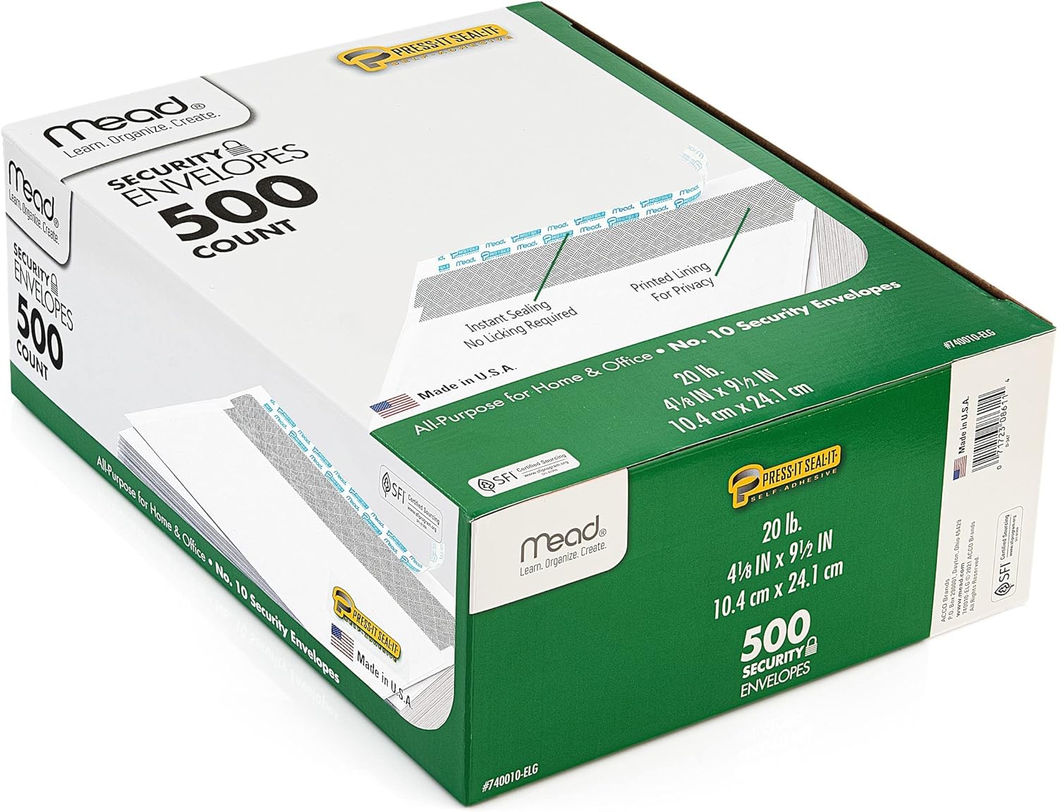 Mead Security Envelopes Self Seal 10 Windowless Mailing