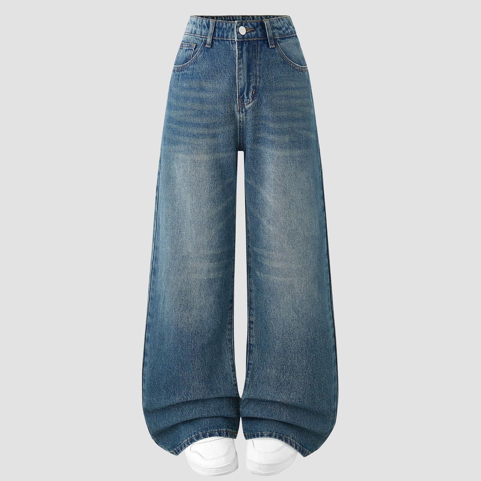 WWricotta Pantaloni, Larghi in Denim per Ragazze, Comodi Casual in Tessuto Morbido Ed Elasticizzato per Il Gioco Quotidiano, Asciugatura Rapida