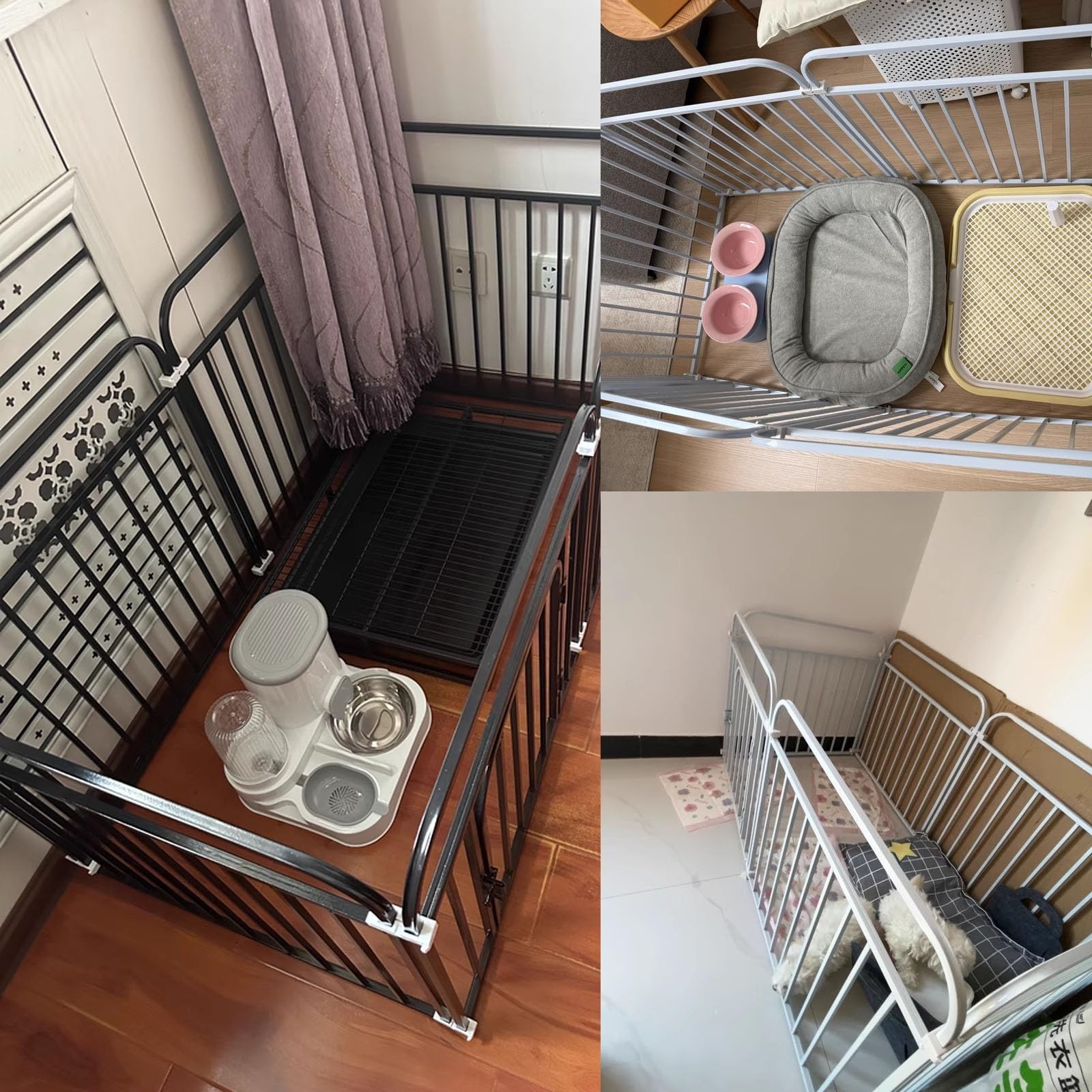 Parque para Perros Vallas para Perros， Corralito para Perros Pequeños y Medianos de Acero para Interior y Exterior，para Cachorros, Gatos, Conejos, Hurones(White,B_47.2X23.6X23.6IN)