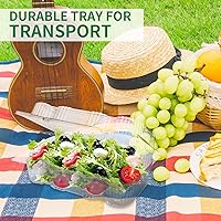 Vista 6 de Contenedor de plástico desechable con bisagras – 70 recipientes de alimentos transparentes con forma de almeja, tamaño interno de 6.3 pulgadas