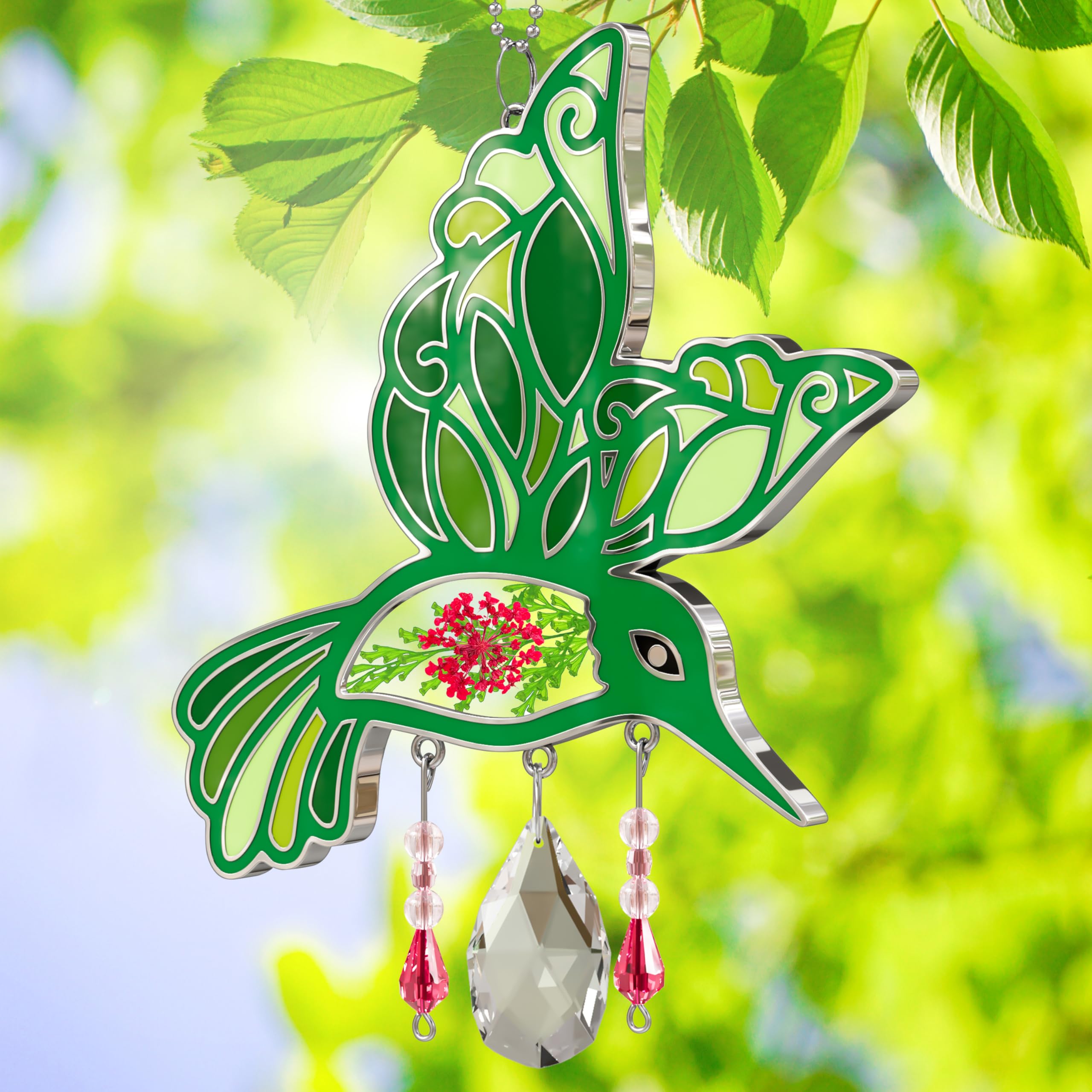 KY&BOSAM Gifts for Mom Crystal Hummingbird Suncatcher Stained Glass Suncatchers for Windows Hanging Home Decor Garden Wind Chime Birthday Gifts for Women Mothers Day Valentine's Thanksgiving-image-5