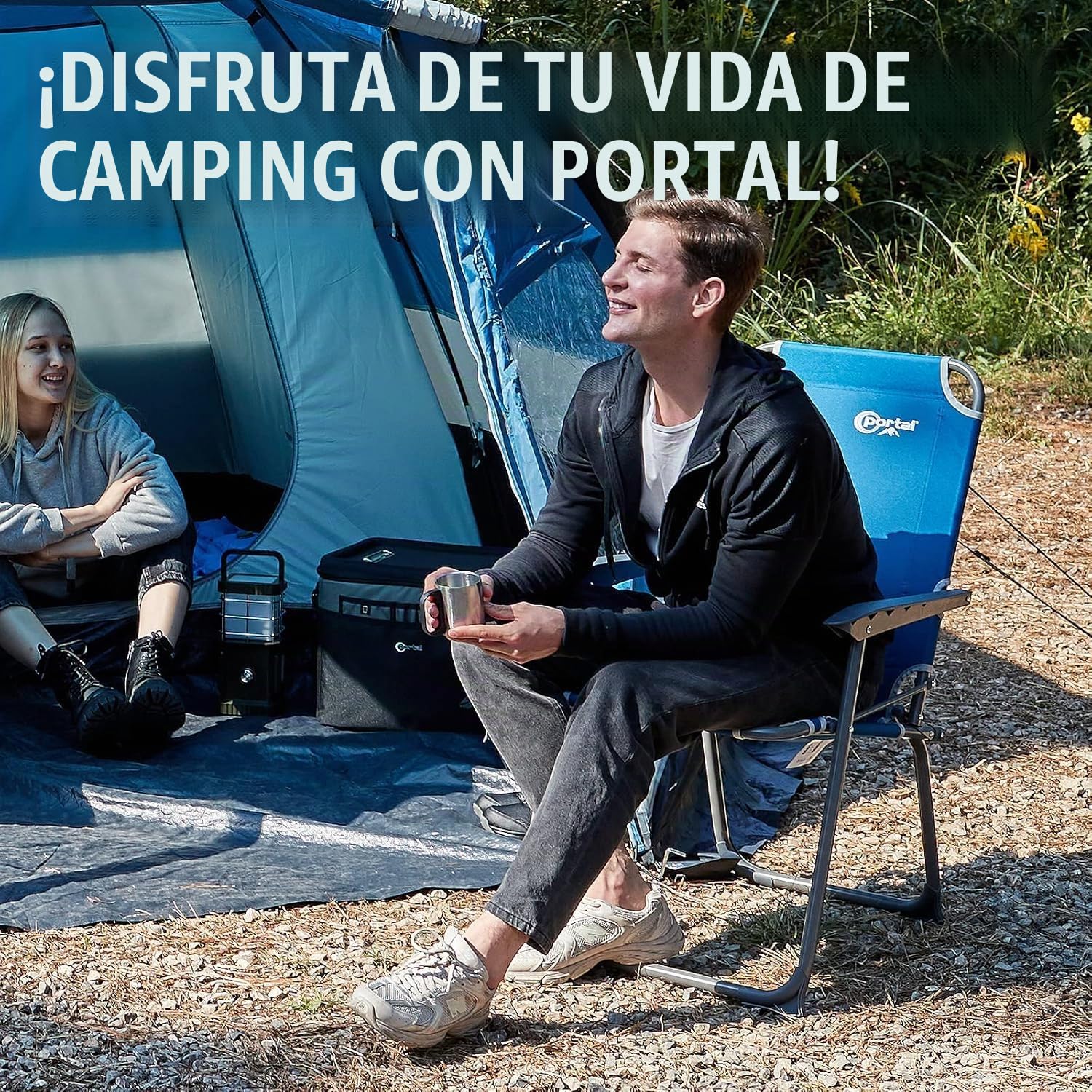 Portal Porta silla de camping plegable, silla portátil ultrarresistente hasta 150 kg, ligera con respaldo alto, para playa, pesca, jardín, festival y exterior