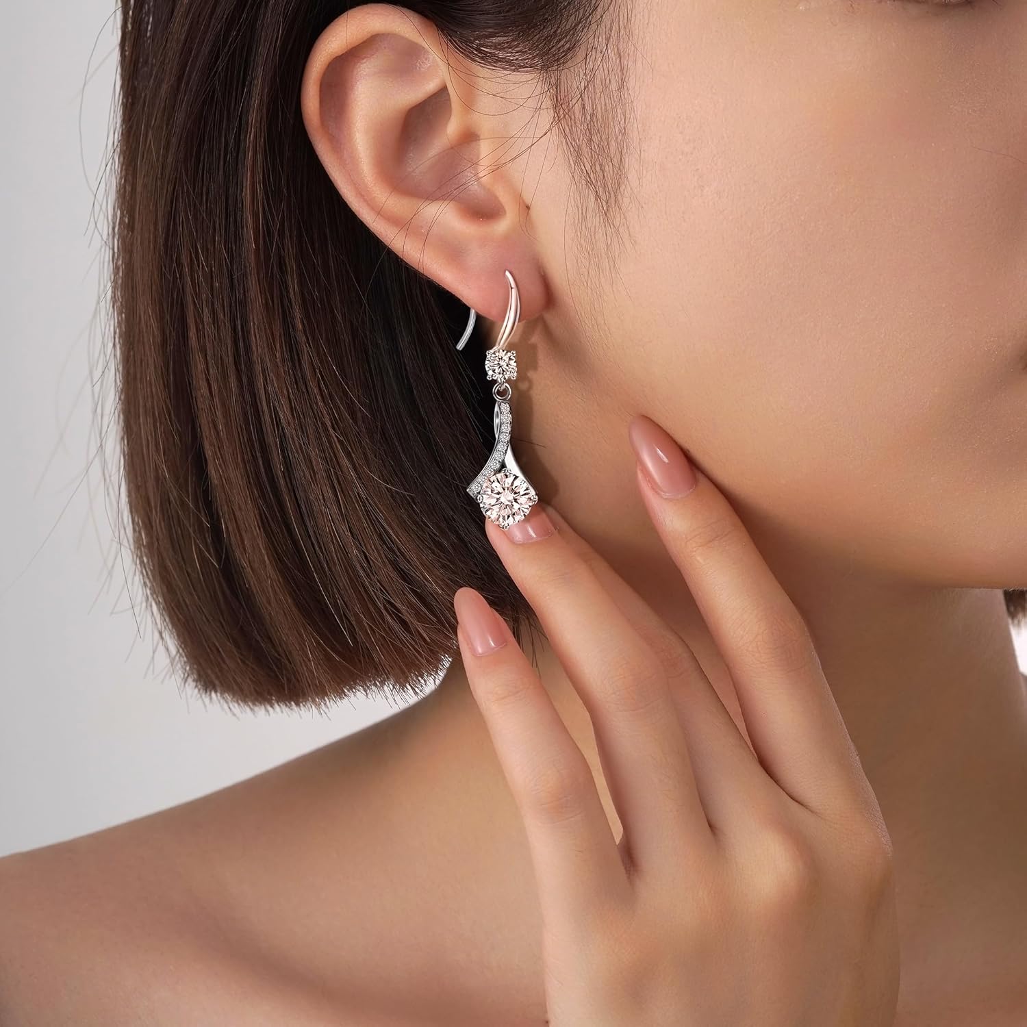 Moissanite Dangle Drop Earrings for women, 925 Sterling Silver Hook Earrings 18K White Gold D Color VVS1 Moissanite Diamond Earrings for Women Hypoallergenic Jewelry Gifts - Image 7