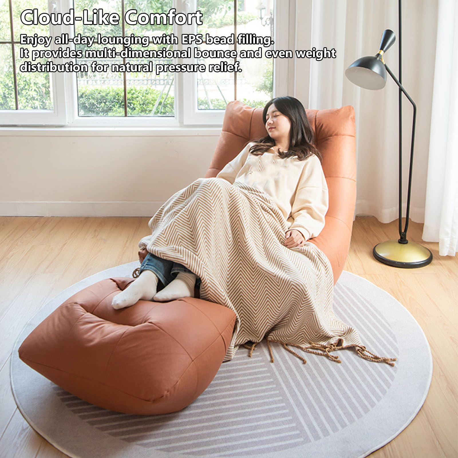 Technik-Stoff Sitzsack mit Tragegriff, Kompaktes Sitzmöbel aus einem Stück für Wohnzimmer & Schlafzimmer(Color:Sonnengelb)