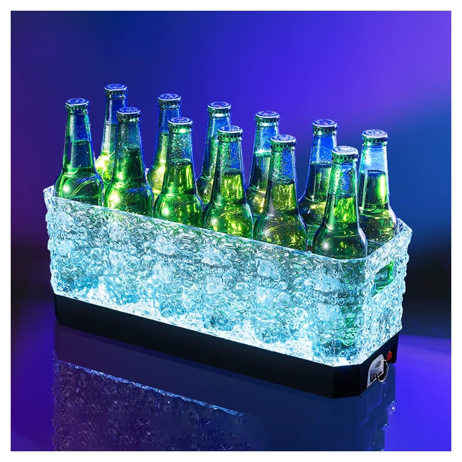 Cubo de hielo LED portátil con asas para mantener tus botellas frías