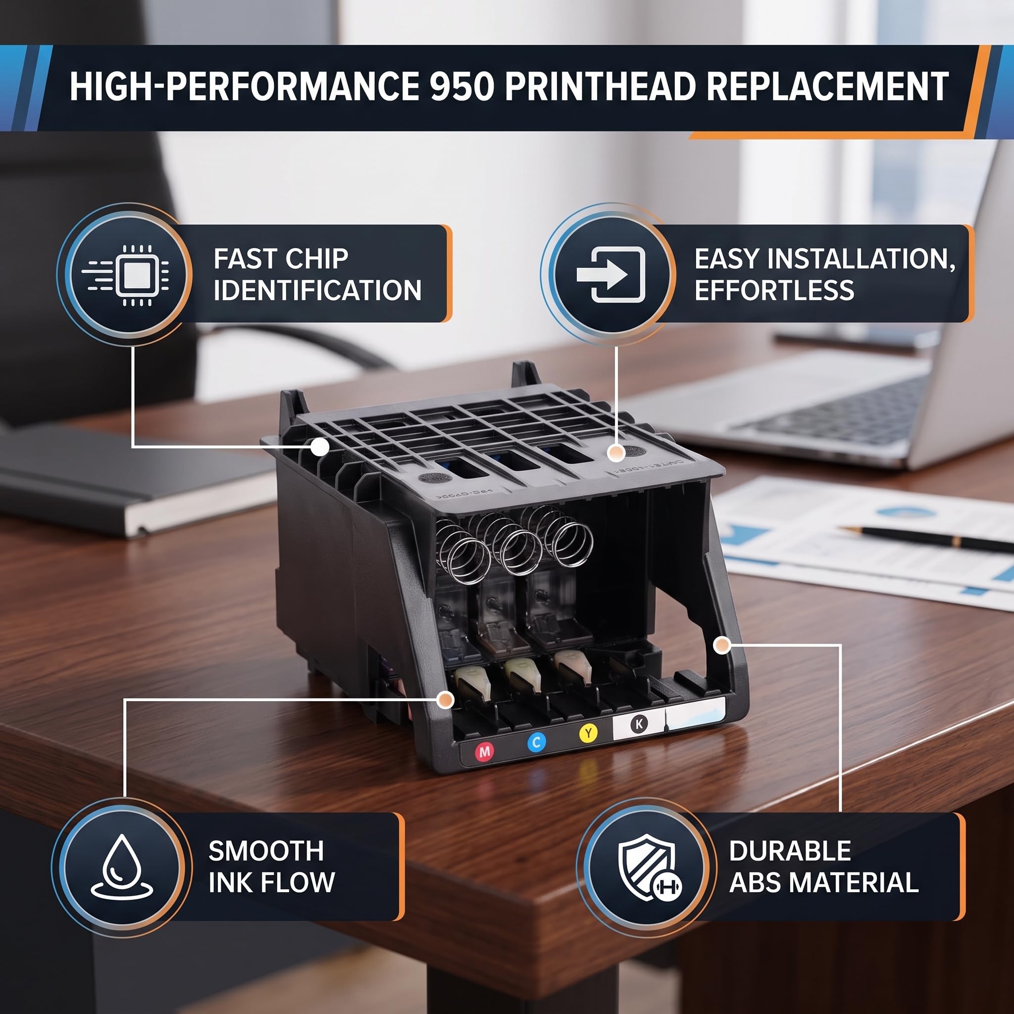 CHICIRIS Ugello Testina di Stampa per OfficeJet PRO, Ricambio Compatibile con Modelli 8100 8610 8620 8650 251dw, Manutenzione Stampante con Installazione Semplice