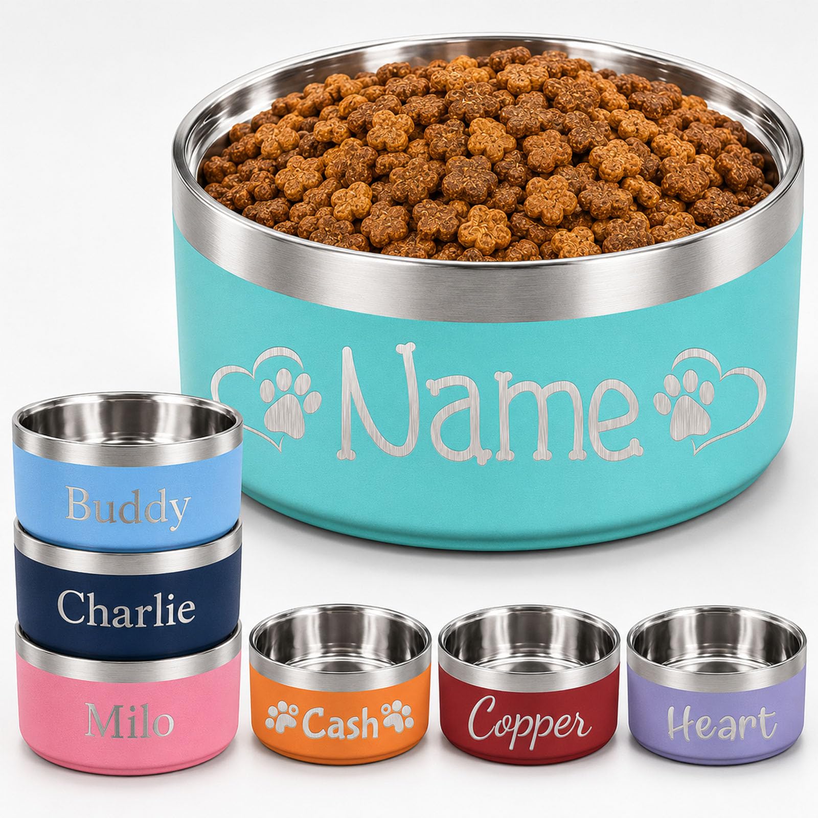 Custom Dog Bowl Personalised Stainless Steel Pet Bowls Engraved Name