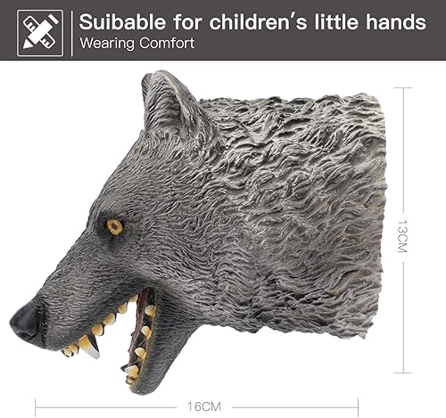 Miniatura 2 de Yolococa Marioneta de mano de lobo realista de látex suave juguete de animales narración de cuentos juego de rol suministros para fiestas para niños