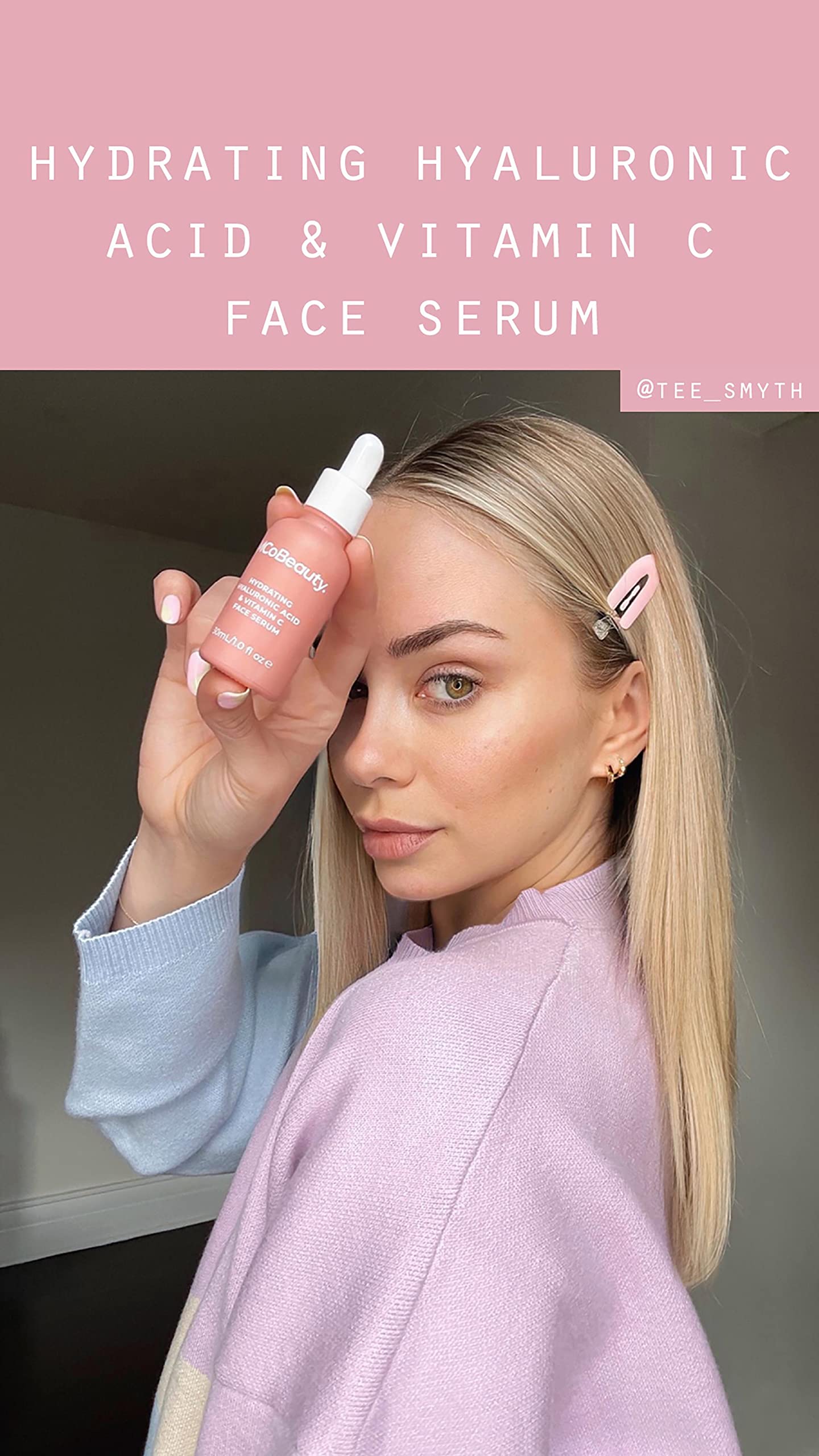 MCoBeautyHydrating Hyaluronic Acid & Vitamin C Serum, Boosts Hydration and Brightness, Anti-Aging, Vegan, Cruelty Free Cosmetics