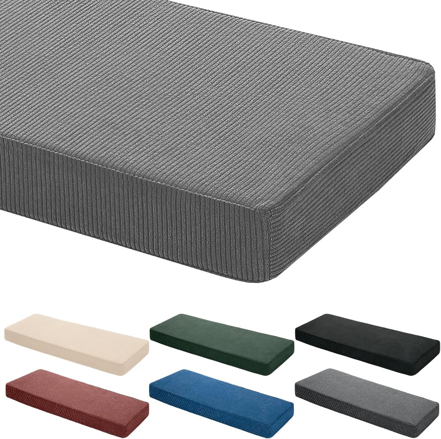 Coussin de banc exterieur 90x55 cm dehoussable gris assise jardin