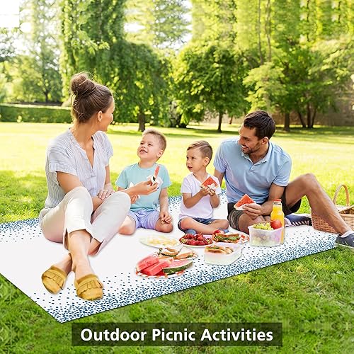 Miniatura 7 de PLULON Juego de 12 manteles de plástico y camino de mesa de satén, manteles rectangulares de lunares blancos y azules, camino de mesa de satén azul