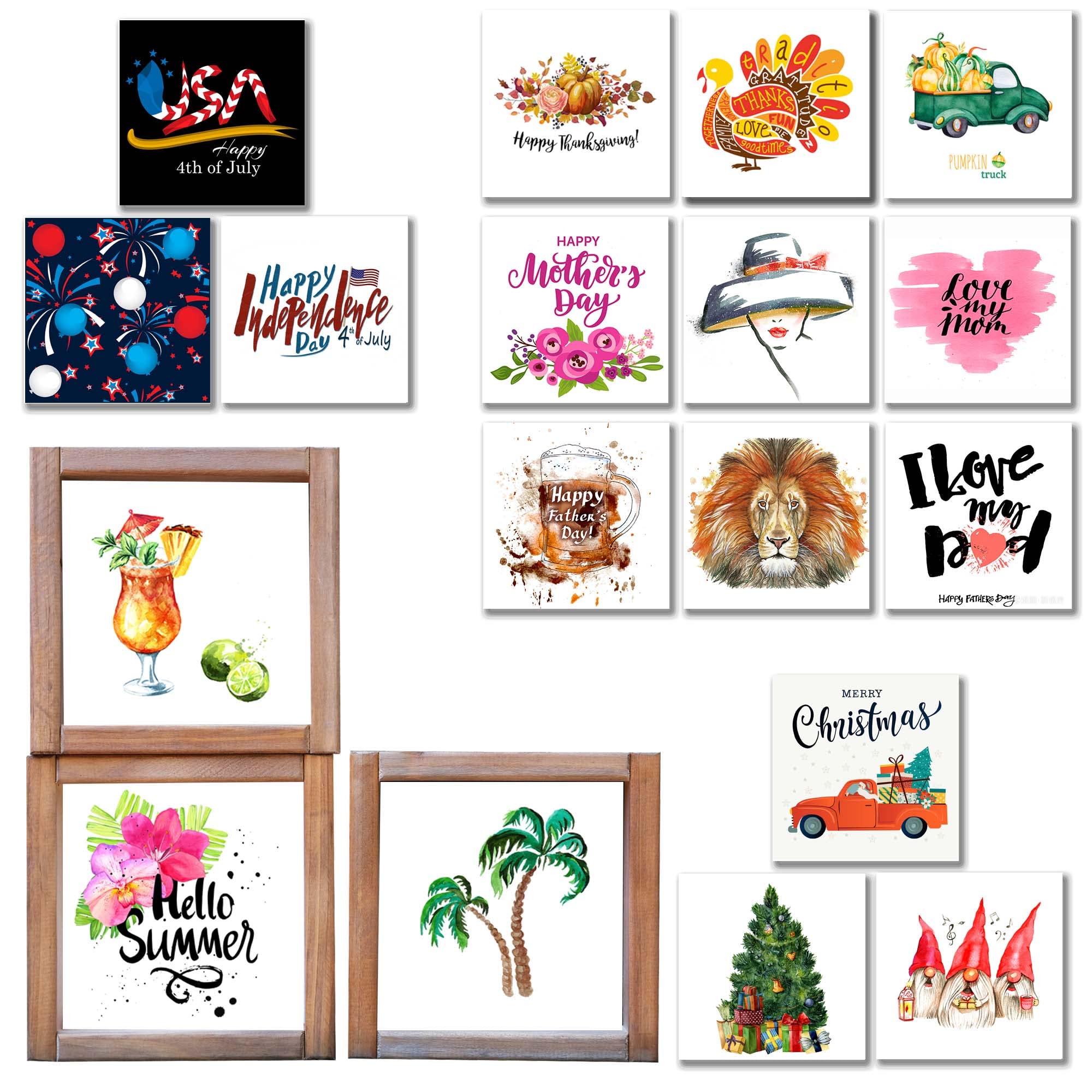 Amazon.com: Farmhouse Summer Fall Winter Spring Interchangeable Wall ...