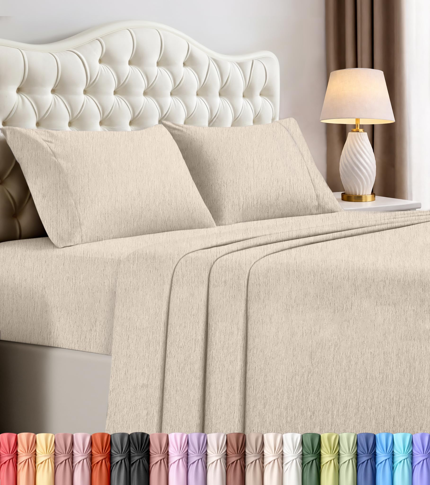 Utopia Bedding Queen Sheet Set in Heather Beige