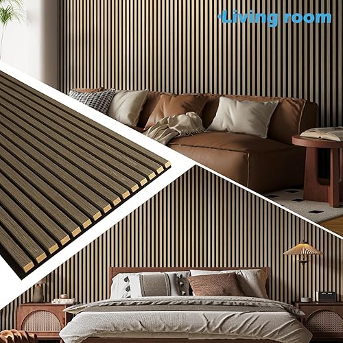 Miniatura 3 de Art3d Paquete de 2 paneles acústicos de madera de 94.5 x 24 pulgadas para pared, paneles de listones de madera insonorizados de 31 pies cuadrados,