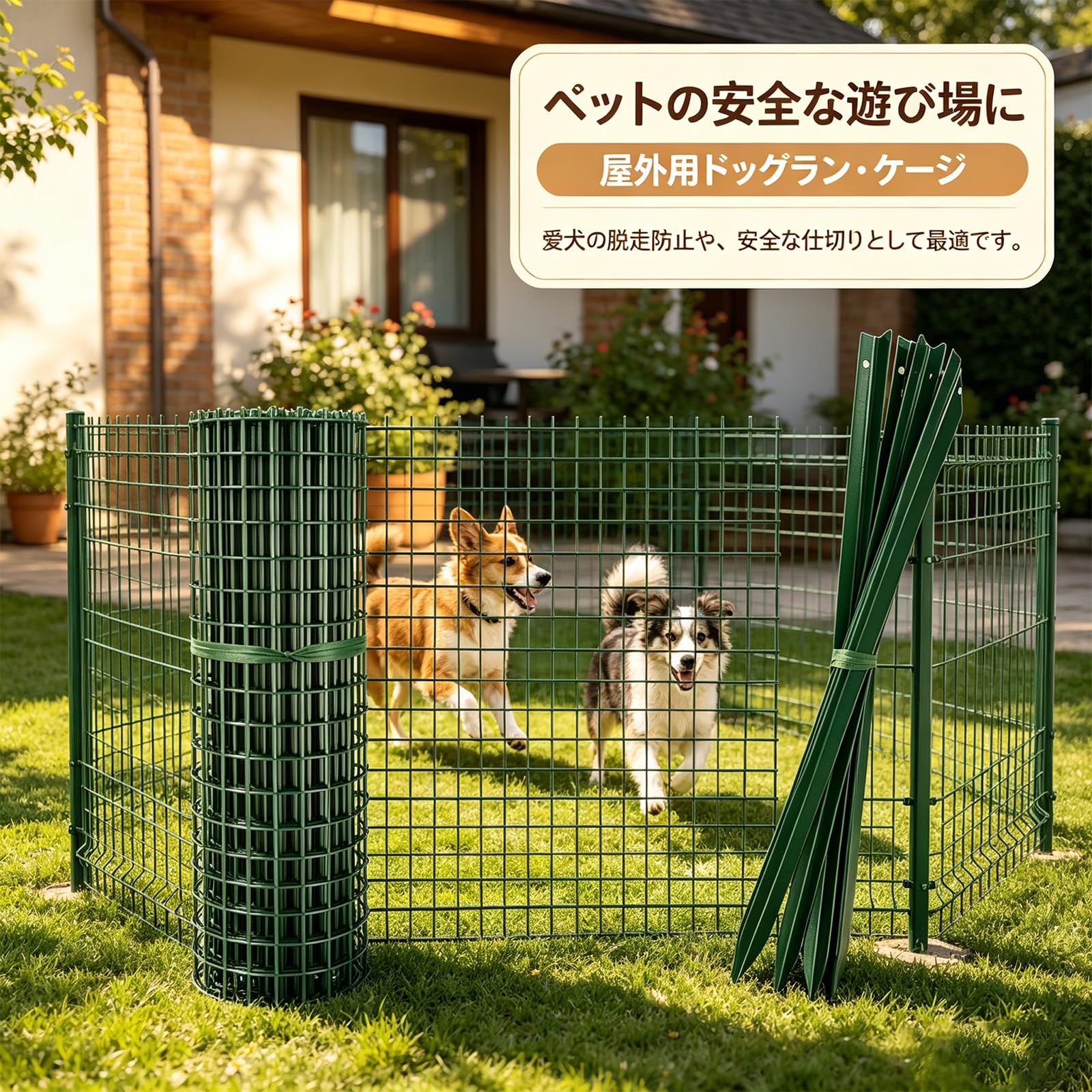 Amazon | 害獣ネット 柵 屋外【外用 ドッグラン/フェンス 柵 線径2.5mm 