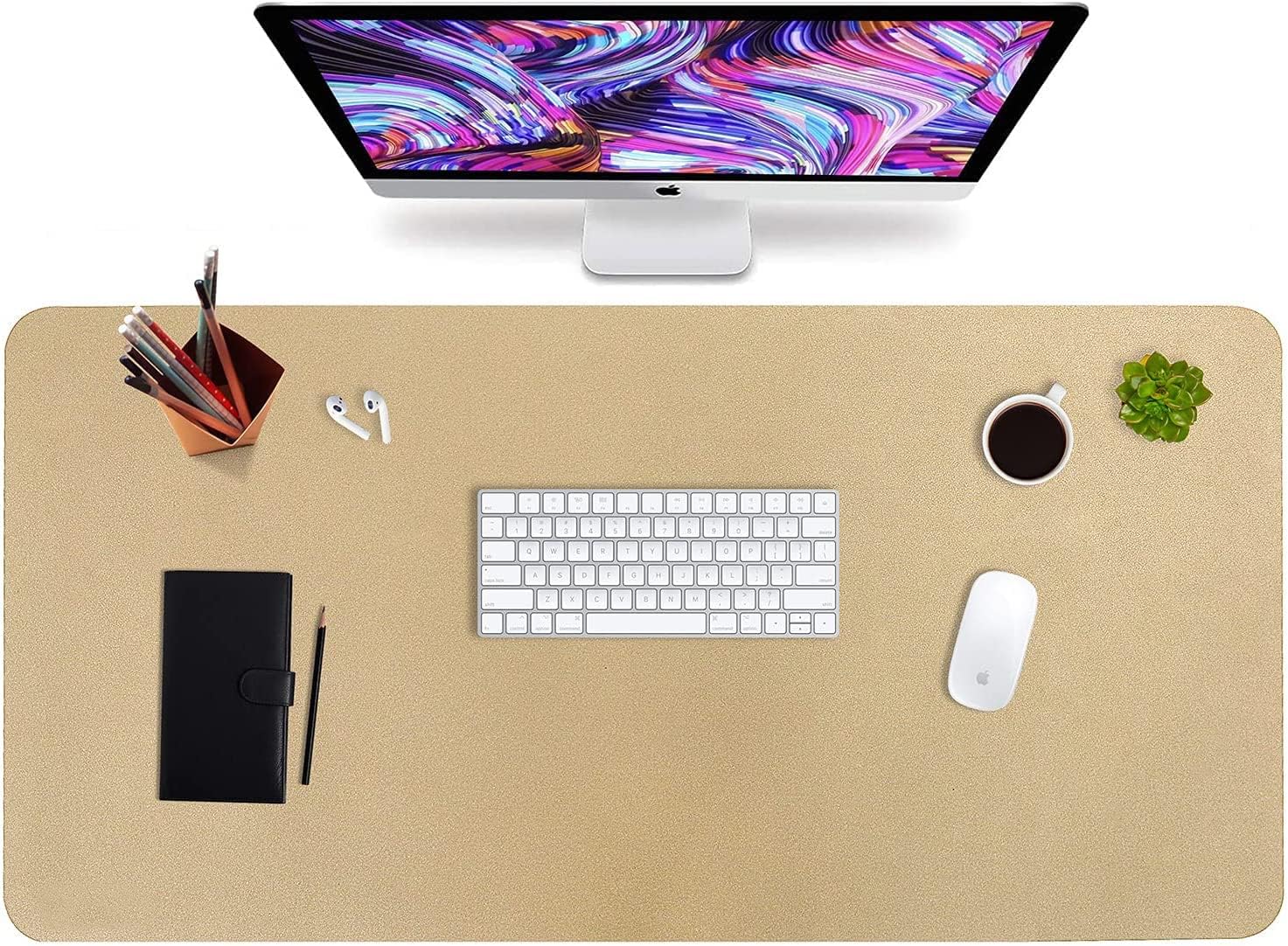 HofferRuffer Desk Pad, Office Desk Protector Mat, Waterproof Desk Mat for Desktop, Dual Side Use Faux Leather Desk Pad for Keyboard and Mouse for Office and Home (Gold, 31.5″ x 15.8″) HofferRuffer Desk Pad, Office Desk Protector Mat, Waterproof Desk Mat for Desktop, Dual Side Use Faux Leather Desk Pad for Keyboard and Mouse for Office and Home (Gold, 31.5″ x 15.8″)