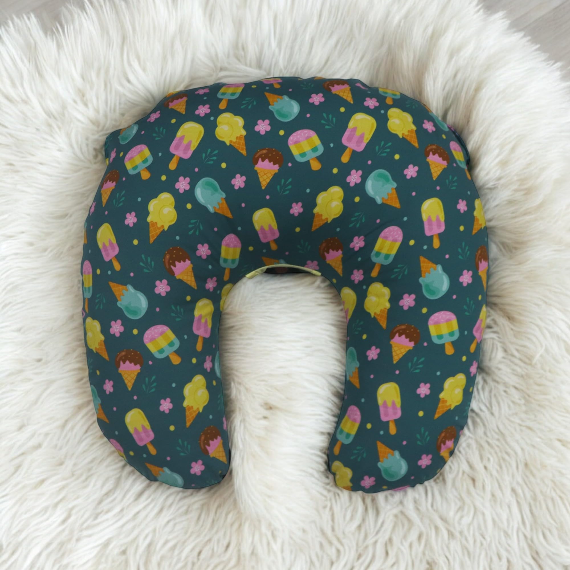 Kradyl Kroft 5in1 Baby Feeding Pillow with 100% Cotton Removable Cover | Breastfeeding Pillow | Nursing Pillow with Belt and Hoop (Icecream Cool) 3