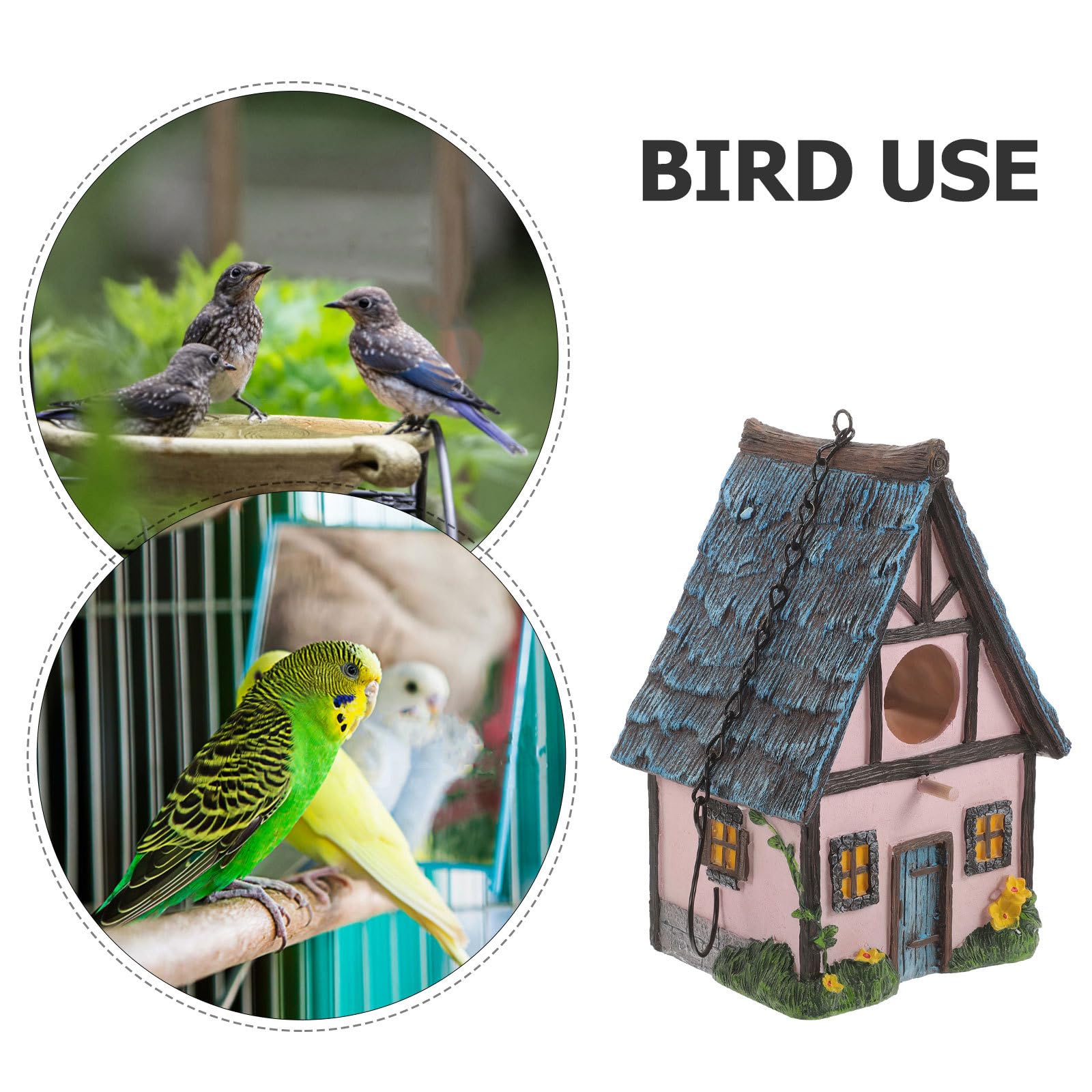 COLLBATH Vogelhaus aus Wetterfestem Kunstharz Hängend Winterwarm Dekoratives Vogelnest für Garten Balkon und Terrasse