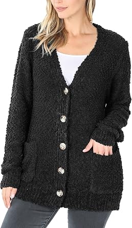 KOGMO Womens Popcorn Sweater Cardigans with Buttons and Pockets