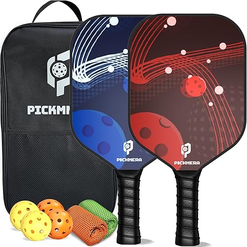 Miniatura 1 de PICKMERA Juego de 2 palas de pickleball aprobadas por USAPA, juego de pickleball ligero de superficie de fibra de vidrio, juego de regalos de
