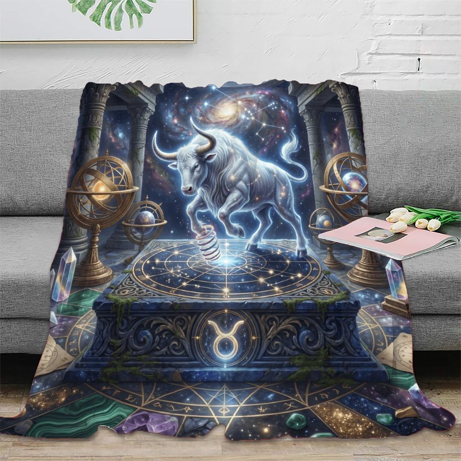 H3B8U2Y5 Taurus Zodiac Dreamy Bull for Warm Throw Blanket, Car Travel Couch