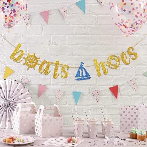 Miniatura 5 de Cartel dorado con purpurina de botes y azadas, divertido tema náutico, decoración de cumpleaños, tema de crucero, boda, compromiso, despedida de