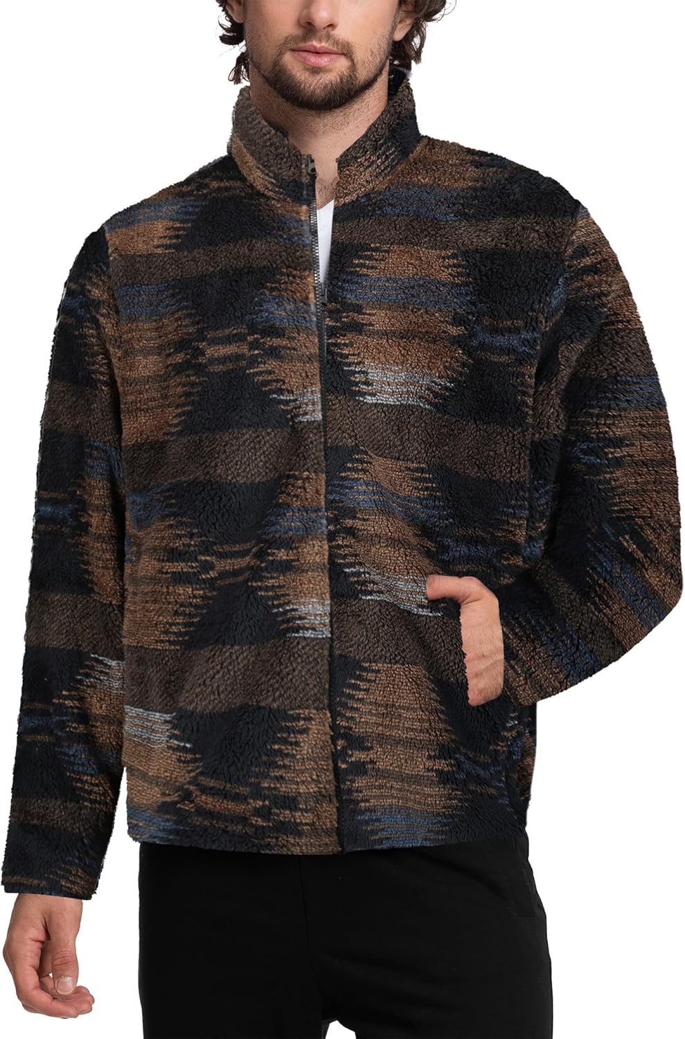 Mad Dog Men's Sherpa Jacket Ultimate Fuzzy Sweater for Men, Fleece Winter Coats, Mens Cold Weather Jackets