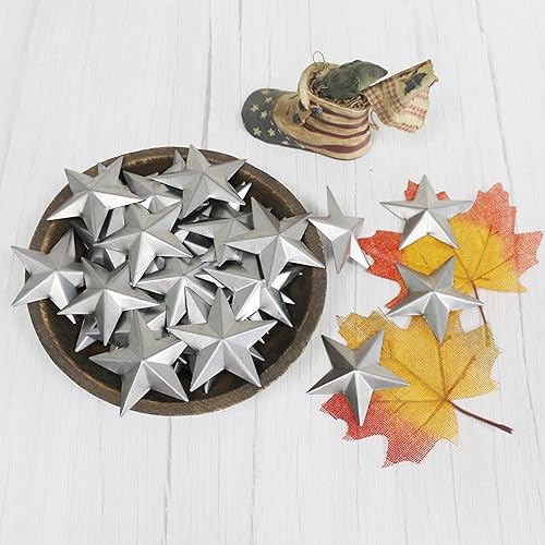 Miniatura 2 de ARTGIFTHOU Decoración de estrellas plateadas galvanizadas. Estrella de granero pequeña de metal primitiva para manualidades, detalles decorativos, 3