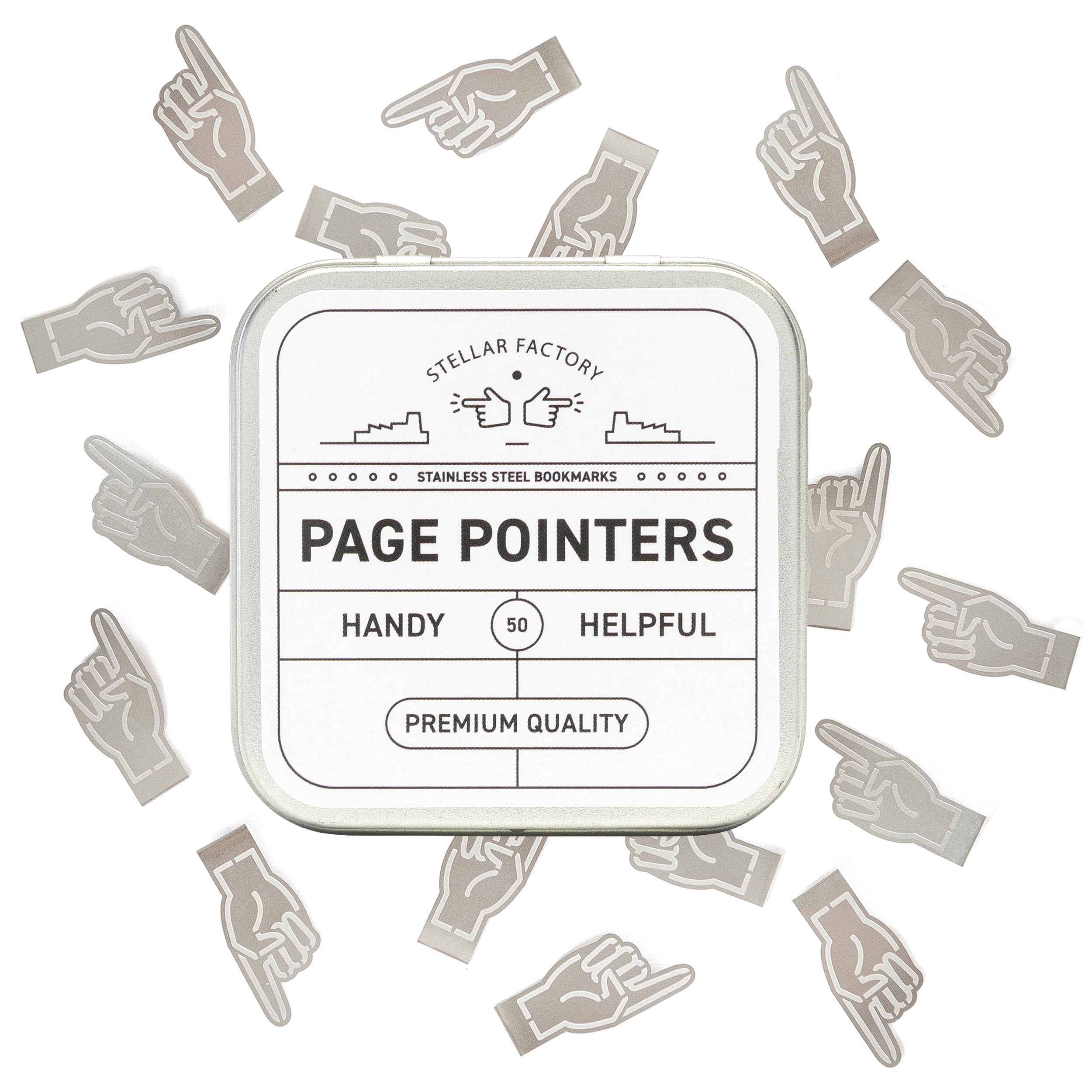 Stellar Factory Book Darts: Thin Stainless Steel Mini Bookmarks - 50 Count (Page Pointer)