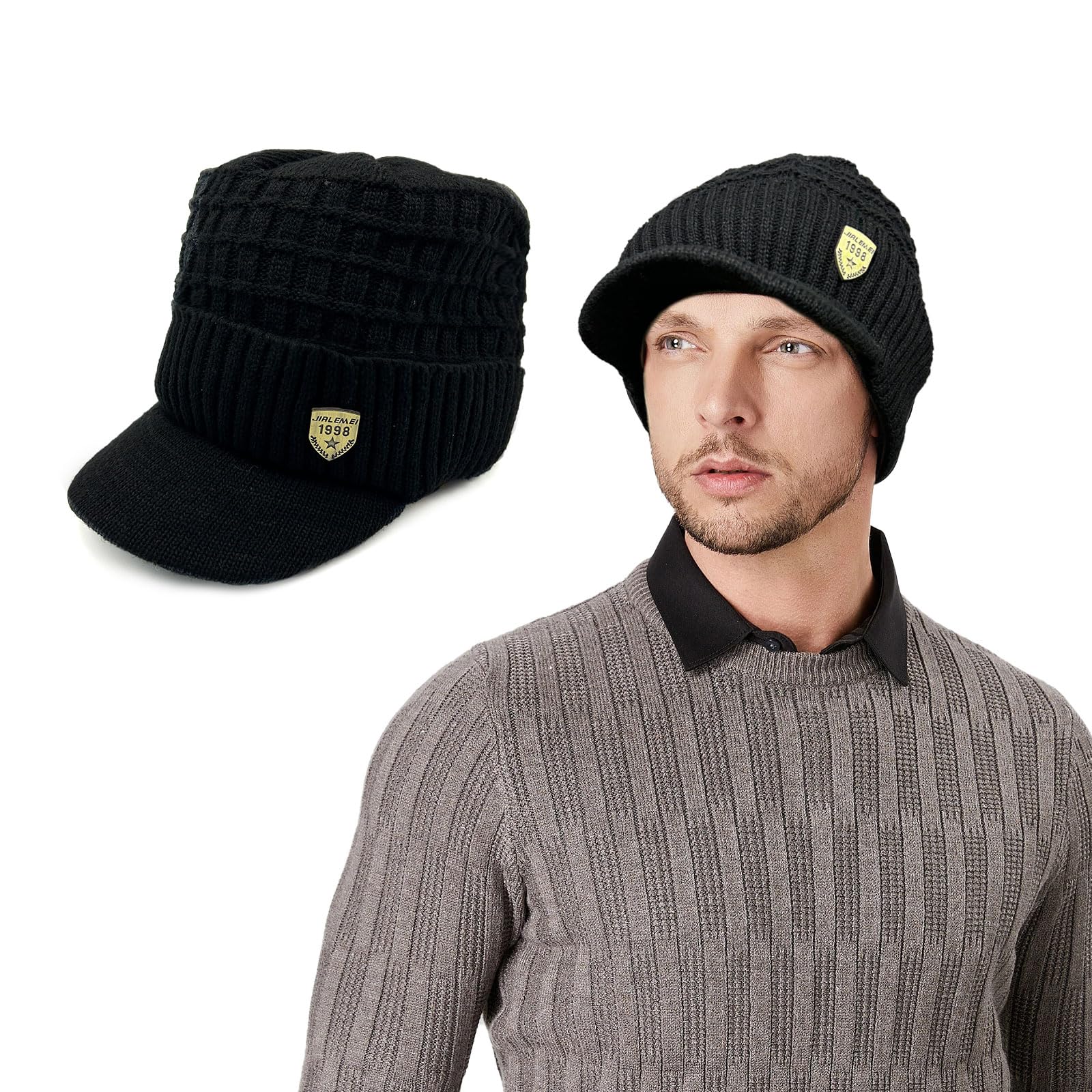 Bonnet Hiver Homme/unisexe à Visière - Doublure Fourrure épaisse - Chaud Et Doux - Taille Unique