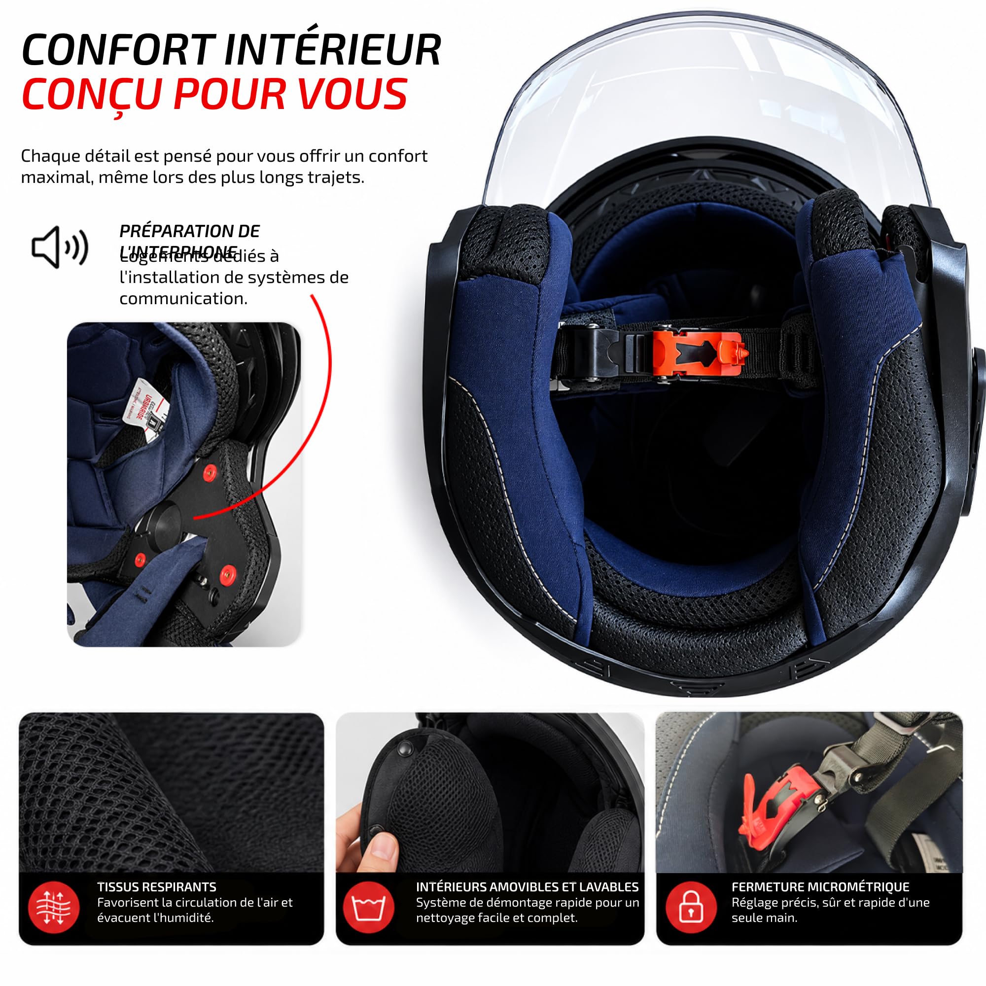 Casque Moto Jet Homologué ECE 22.06 – Double Visière avec Pare-Soleil Interne | Casque Scooter Aéré Homme Femme Fermeture Micrométrique | Idéal Moto Scooter Ville