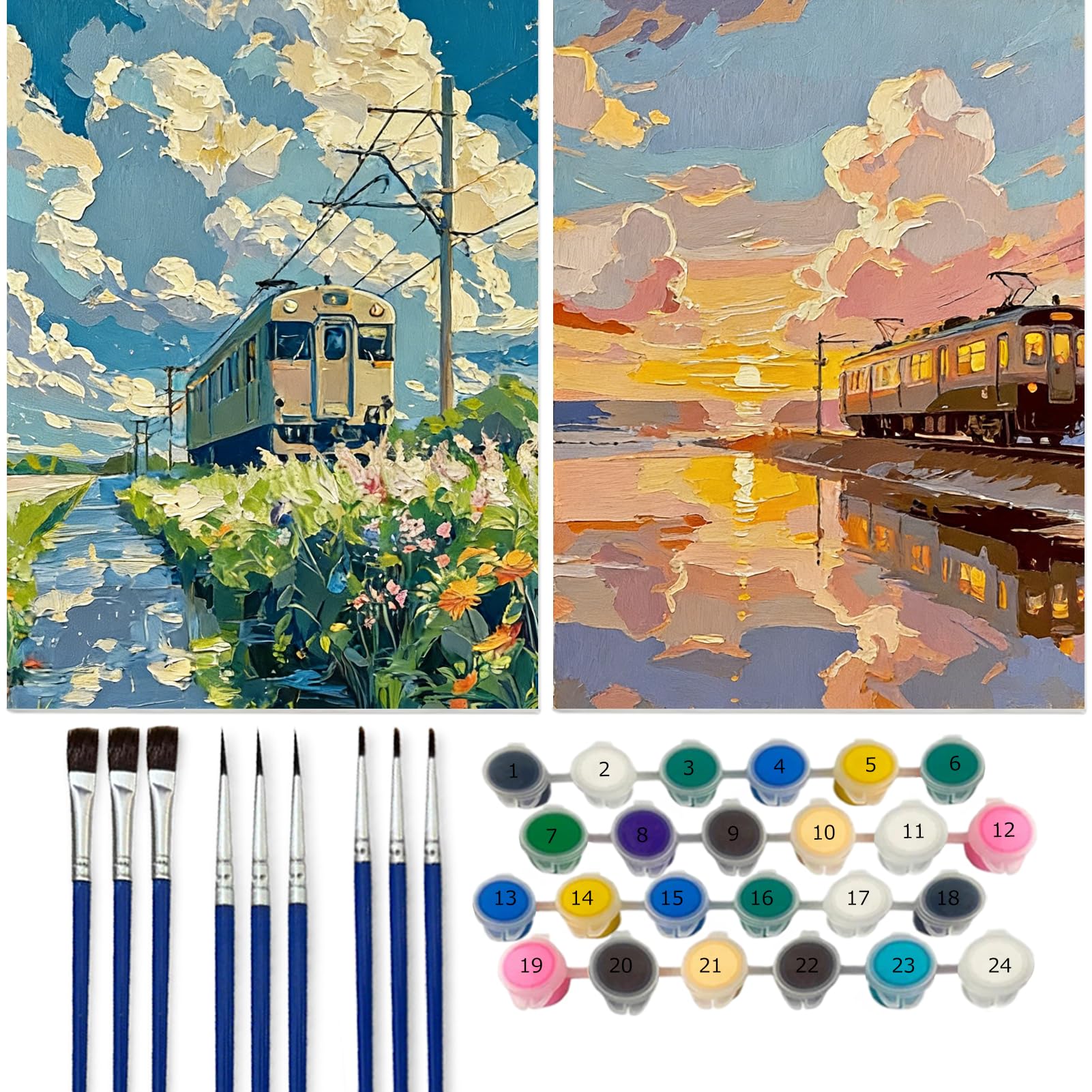 Amazon | ペイントバイナンバー 2枚セット 数字油絵 キャンバス DIY