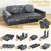 Vista 3 de JY QAQA - Juego de sofá modular de 18 piezas, sofá modular para niños pequeños con diseño de espuma convertible para niños y niñas, sofá modular