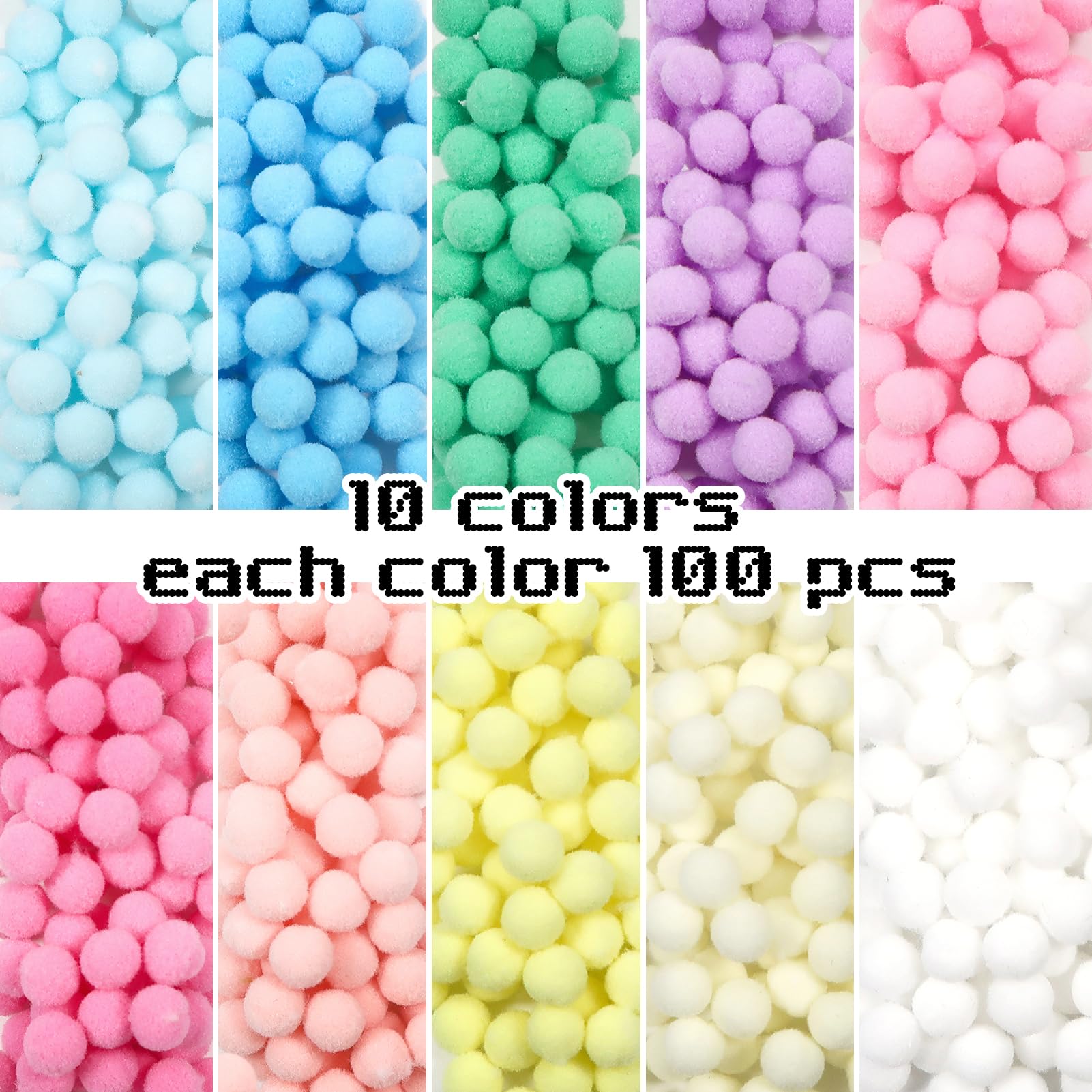 1000 Pompons 1 Cm Multicolores – Fournitures Loisirs Créatifs, Bricolage, Décoration, Couture & Guirlandes