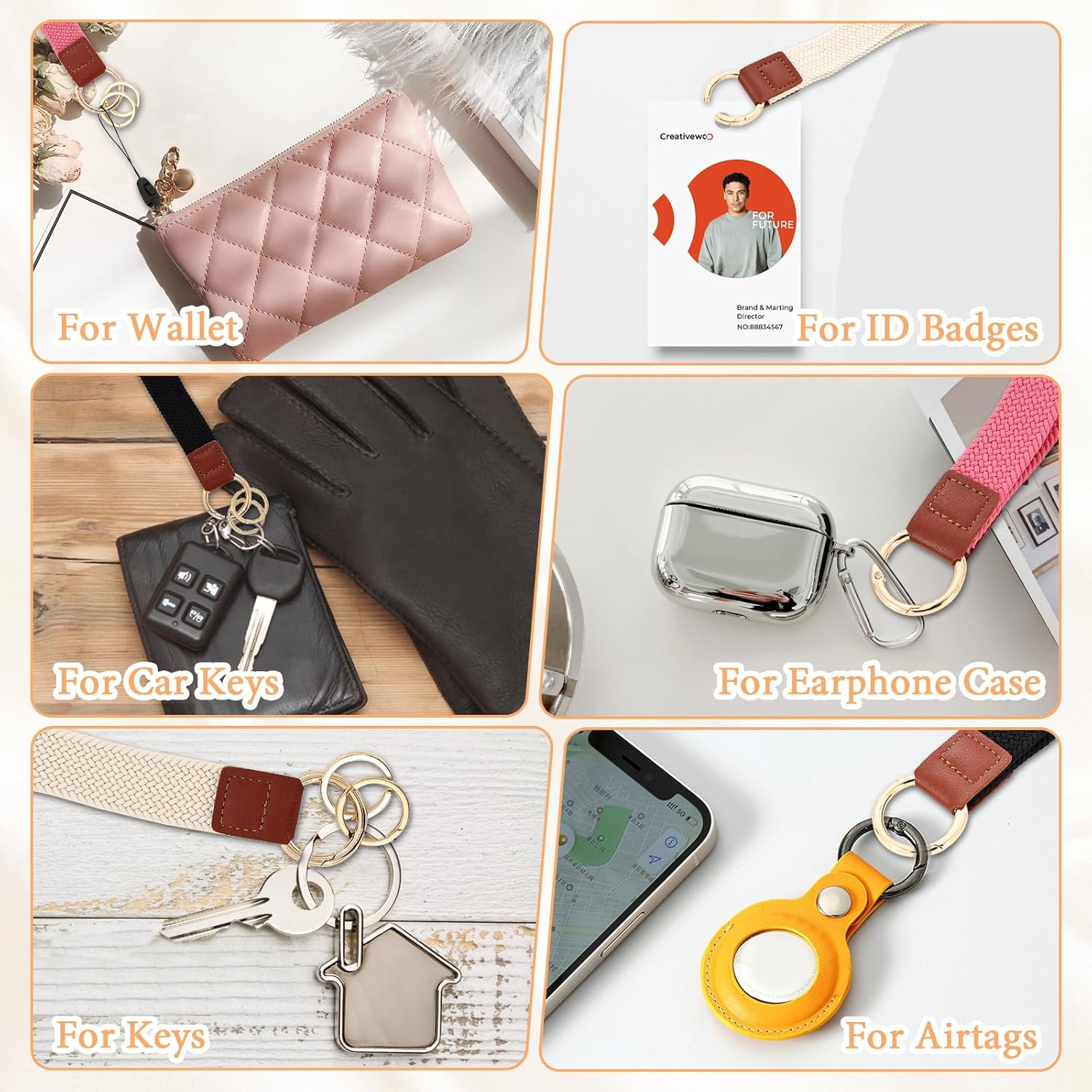 3 Pack Keychain Wristlet, Key Wrist Lanyard, Cute Short Wrist Strap for Car Keys Card Wallet for Both Women and Men - Image 4