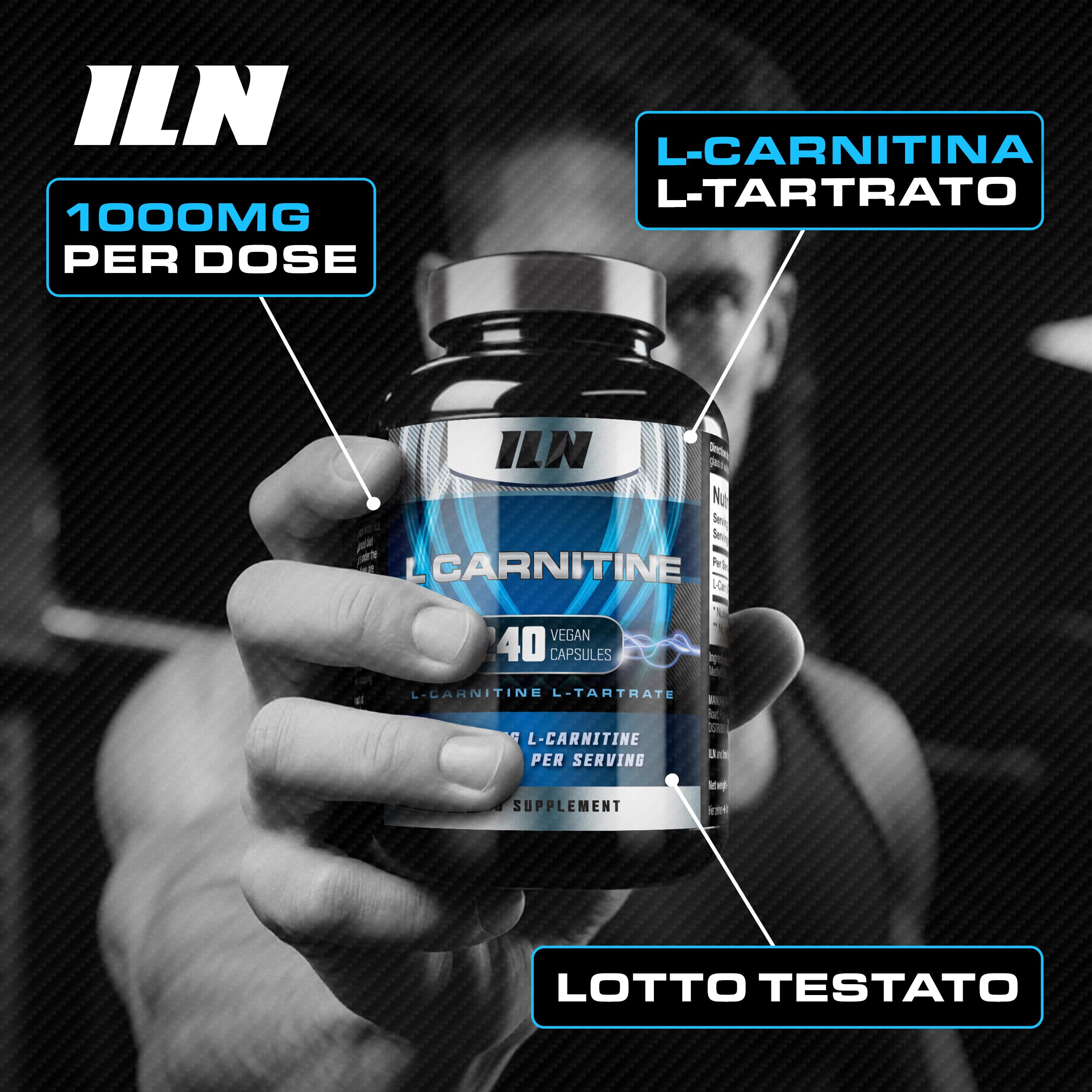 L-Carnitina – 1000mg L-Carnitina L-Tartrato – 240 Capsule Vegane