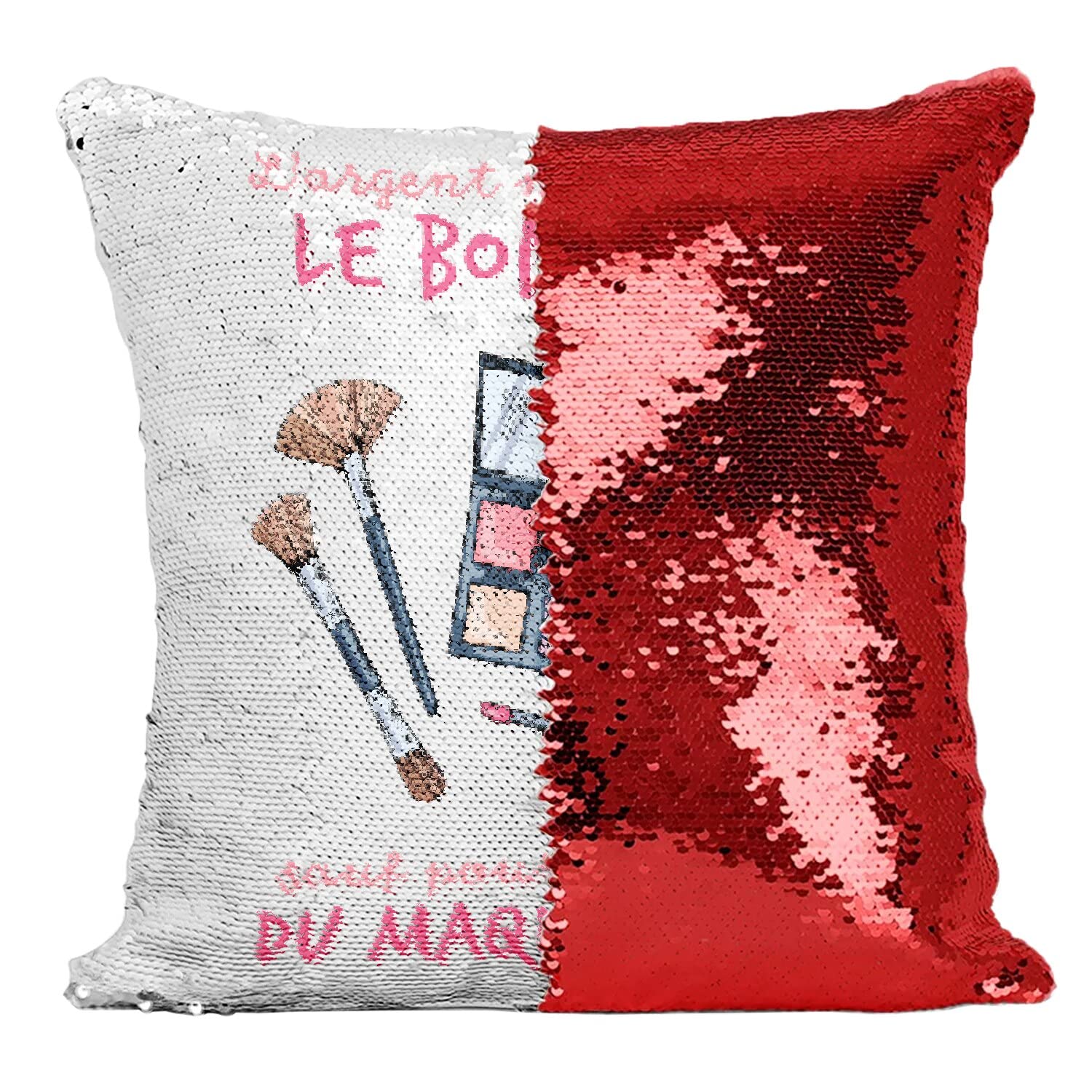 Coussin paillettes rouge une idée cadeau originale et pleine d'humour