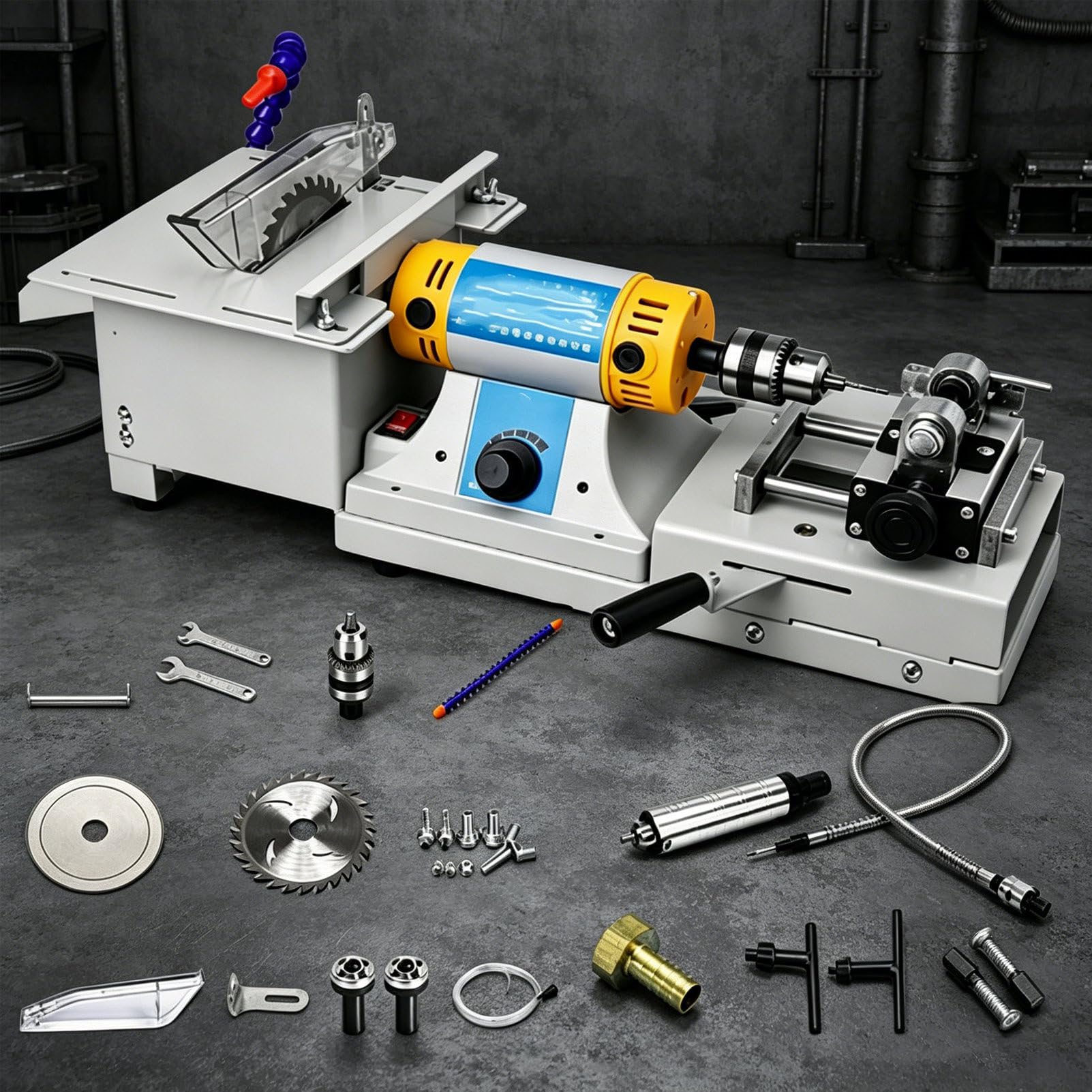 Pvxa Jewelry Accessories,Gem Faceting Machine, Multifunctional Jewelry Lapidary Saw, 750W 800-10000rpm Adjustable Rotating Speed, for Jade Agate Wood and Beeswax StandardKit