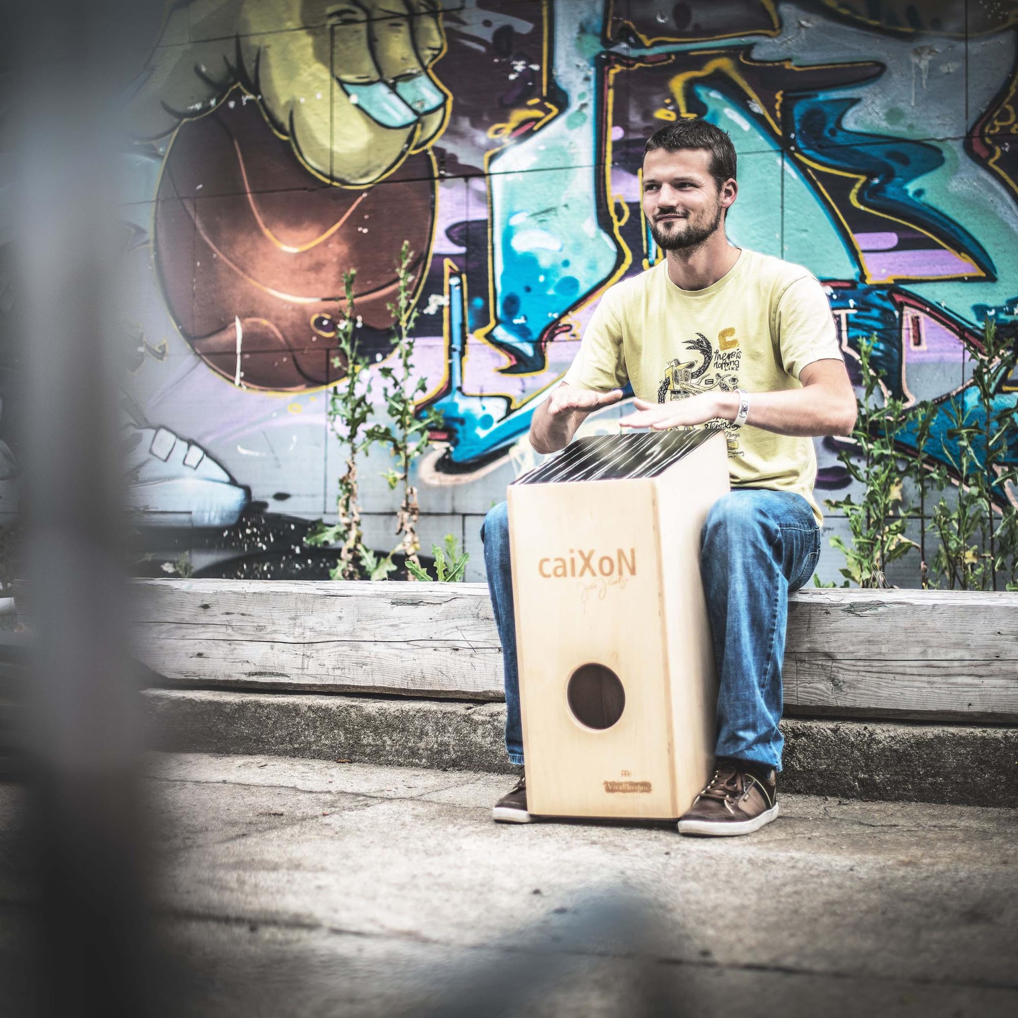 Meinl Percussion Caixon Cajon Instrument - Drum Box Oversize con Suono Rullante - Superficie di Suono in Striped Onyx (VR-CAIX)