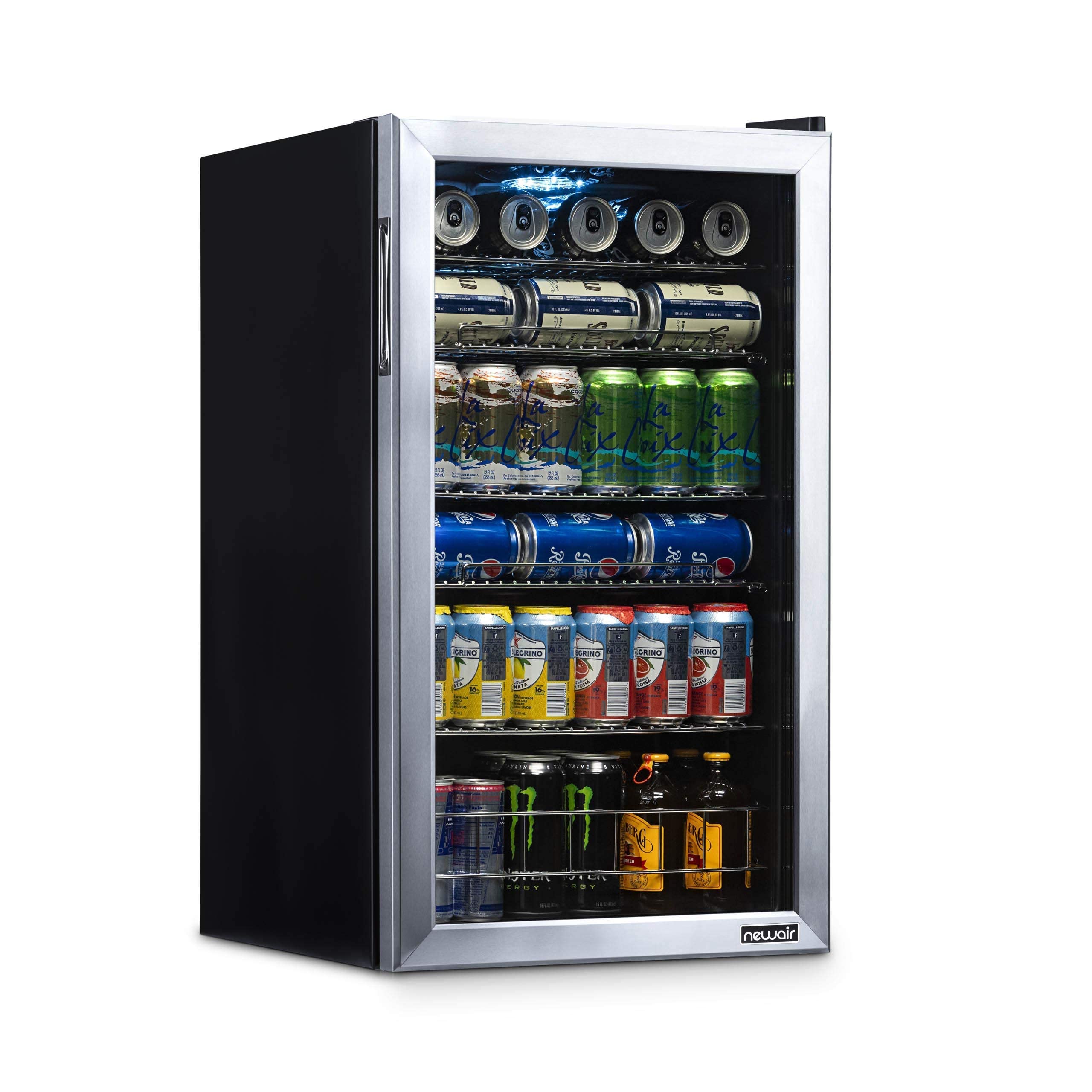 NewAir Beverage Refrigerator Cooler, Free Standing with Right Hinge Glass Door Holds Up To 126