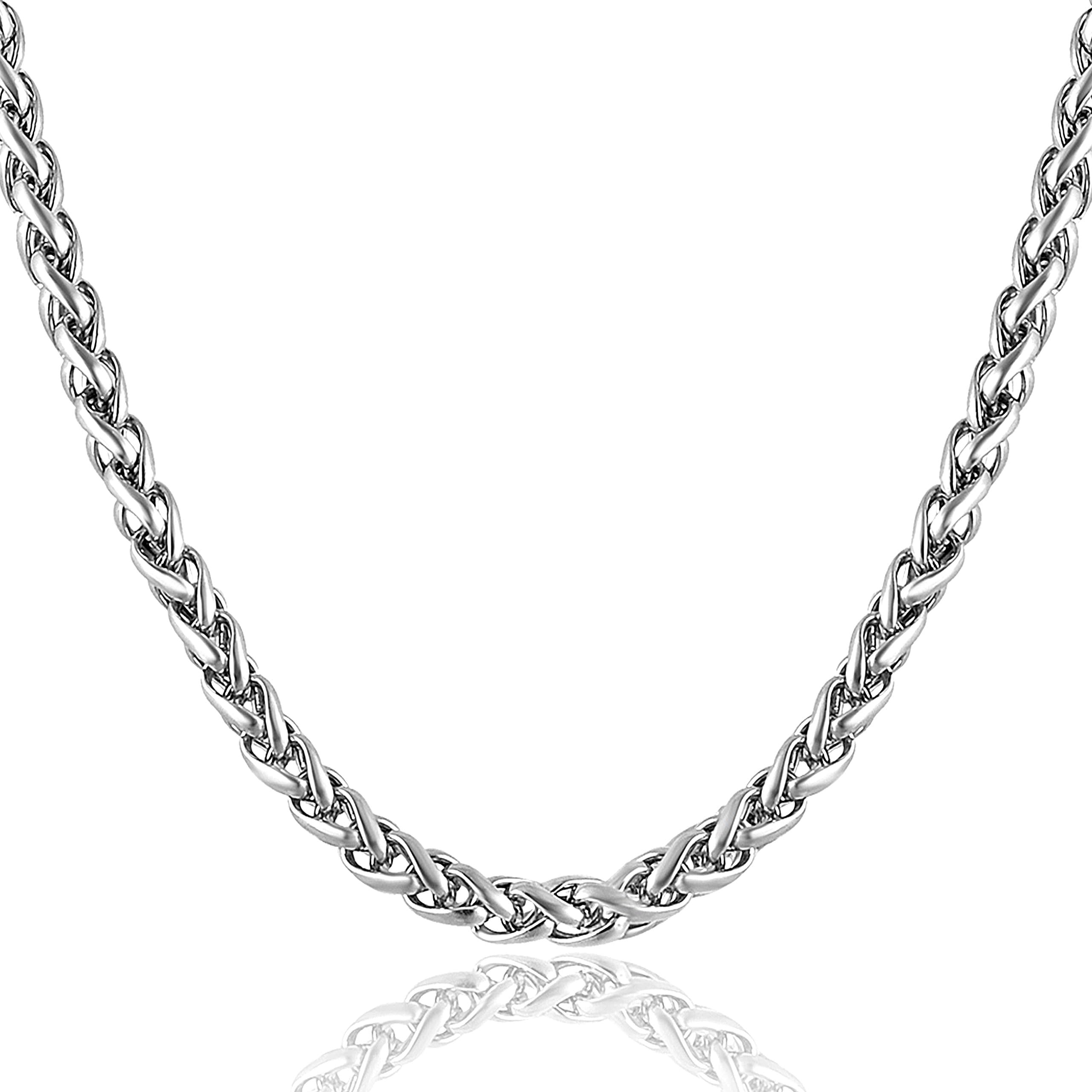 Chain for Man boyfriend Jewellery Stainless Steel Valentine Long Gents Platinum Necklace Silver Chain for Men Boys Stylish -CN9136