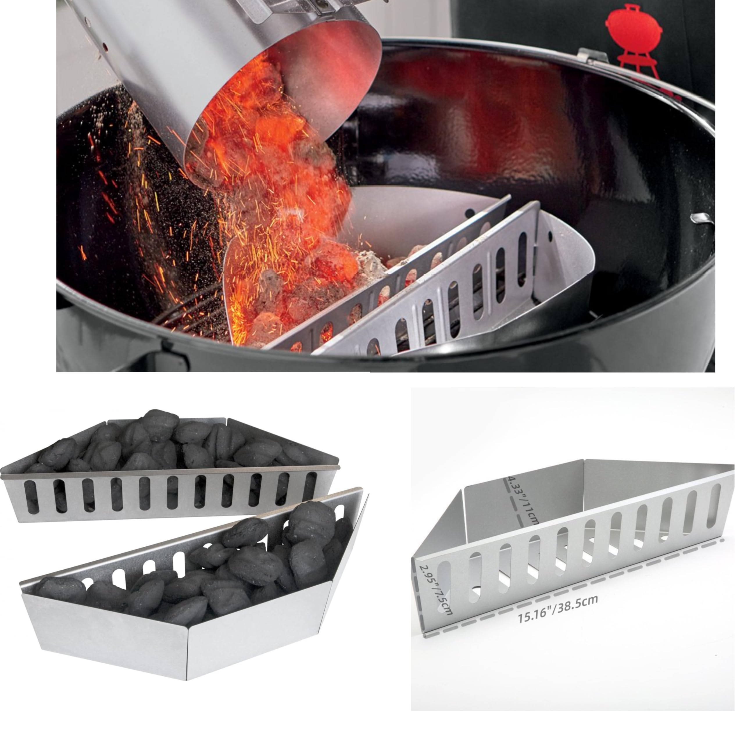 Charcoal Briquettes Stainless Steel Charcoal Baskets (2-Pack