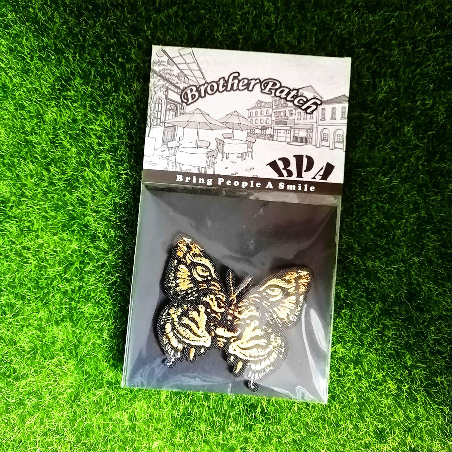 Patch Thermocollant BPA - Tête De Tigre Papillon Brodé | Pour Vêtements, Sacs, Casquettes