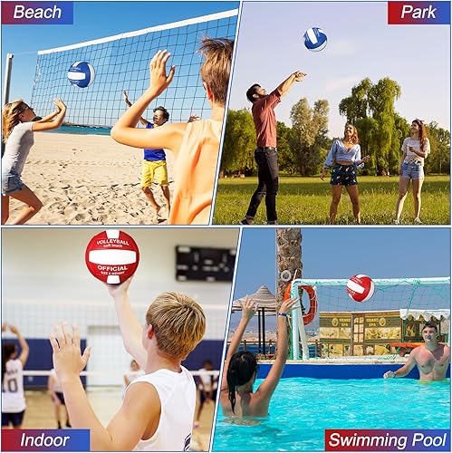 Miniatura 4 de Lenwen Paquete de 2 pelotas de voleibol de tamaño oficial 5 para interiores y exteriores, impermeable, suave, voleibol, playa, arena, voleibol con